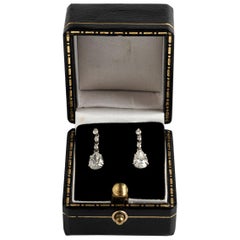 Classical Pear Drop Old Cut Diamond Earrings