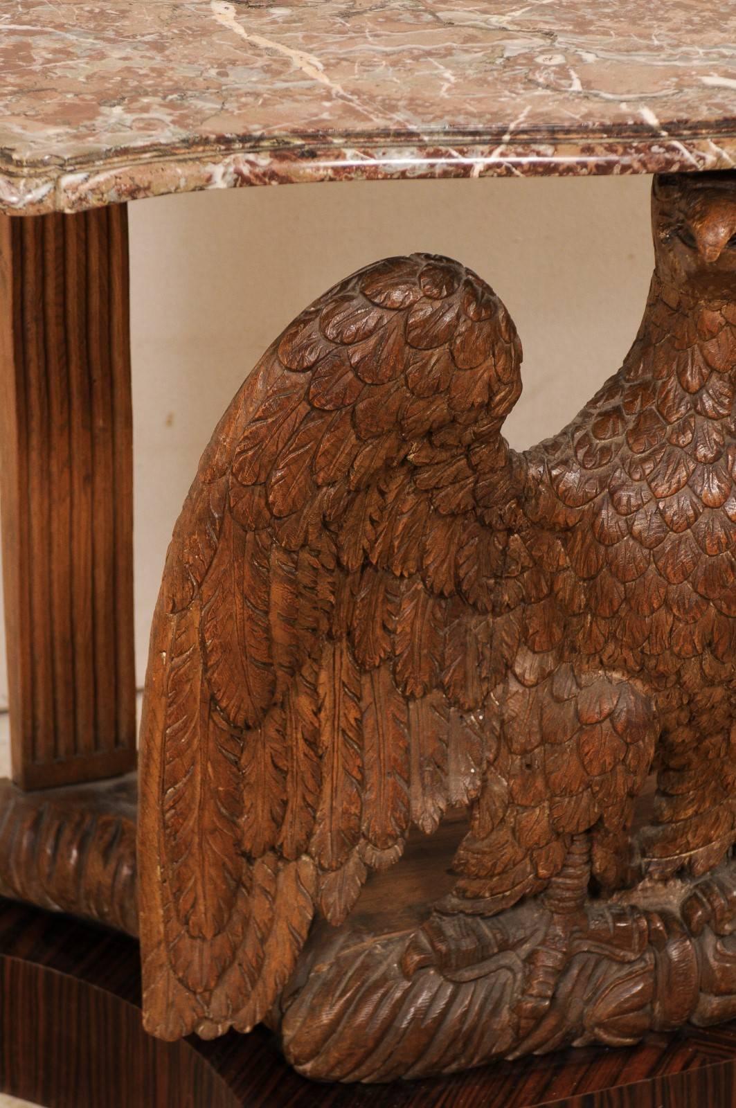 American Classical Classical Period American Carved Eagle Console Table w/ Marble Top , circa 1820