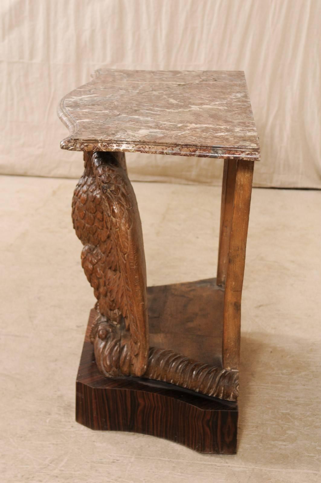 19th Century Classical Period American Carved Eagle Console Table w/ Marble Top , circa 1820