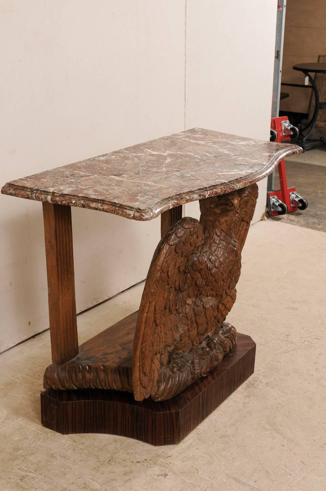 Classical Period American Carved Eagle Console Table w/ Marble Top , circa 1820 1