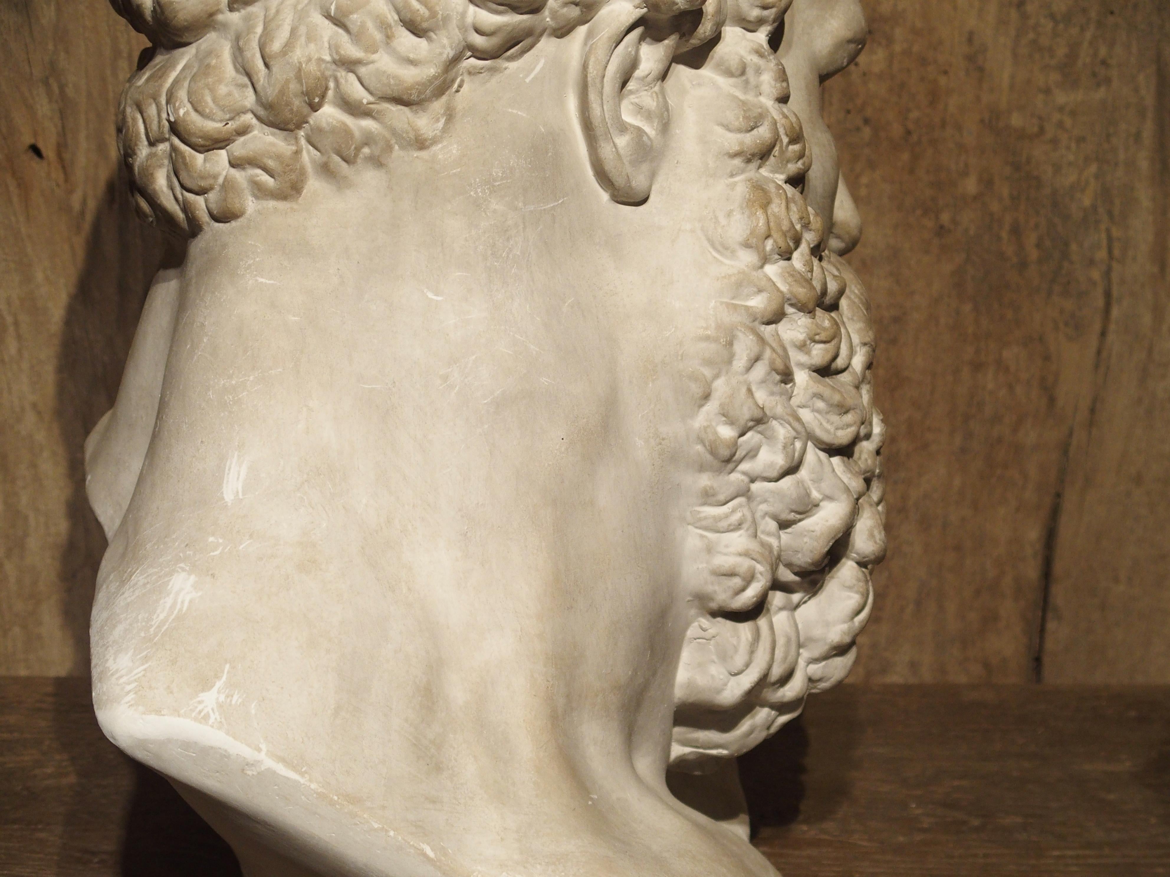Hand-Carved Classical Plaster Bust, Florence Italy, 20th Century