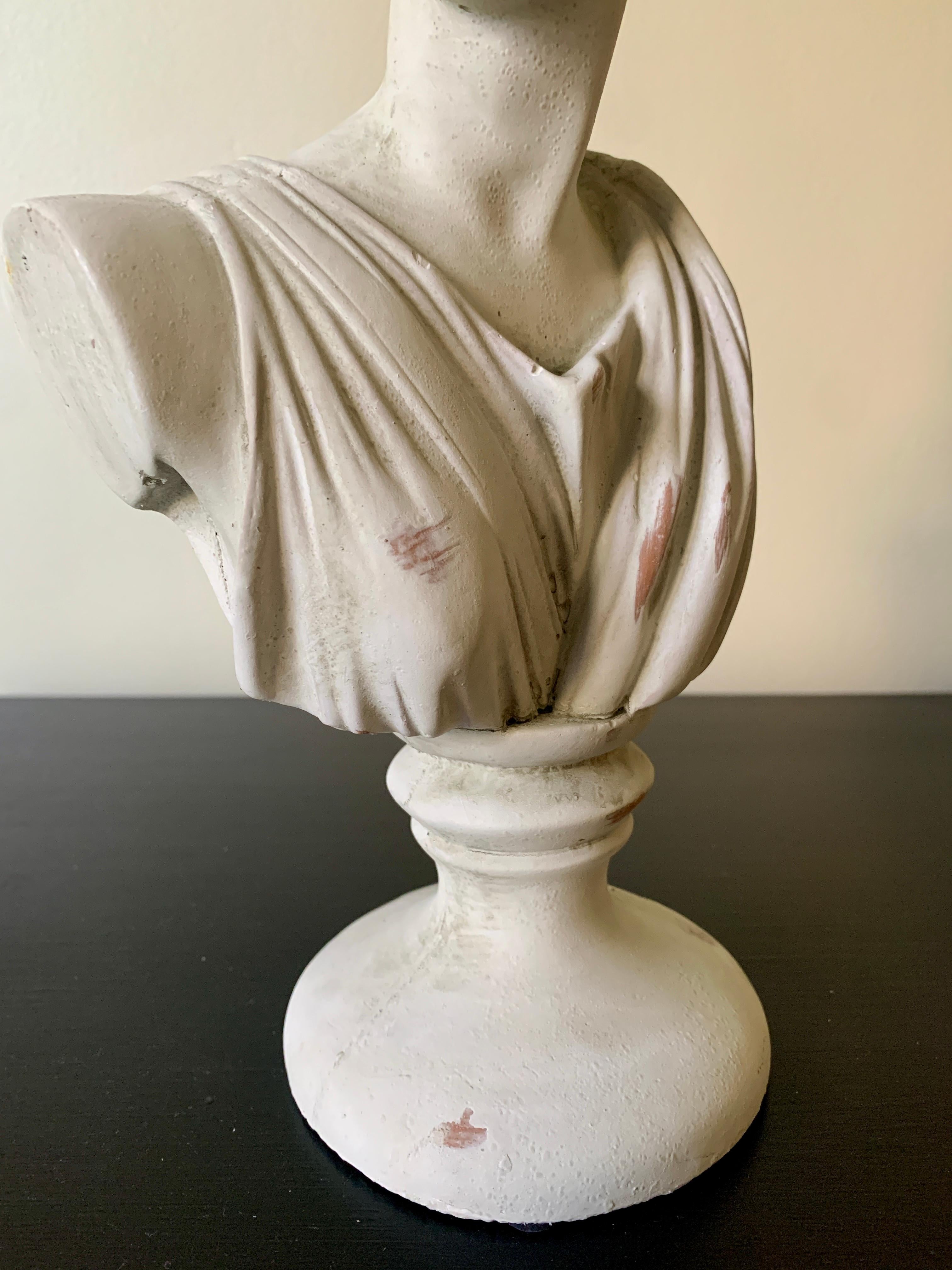 American Classical Plaster Bust of Goddess Diana Sculpture For Sale