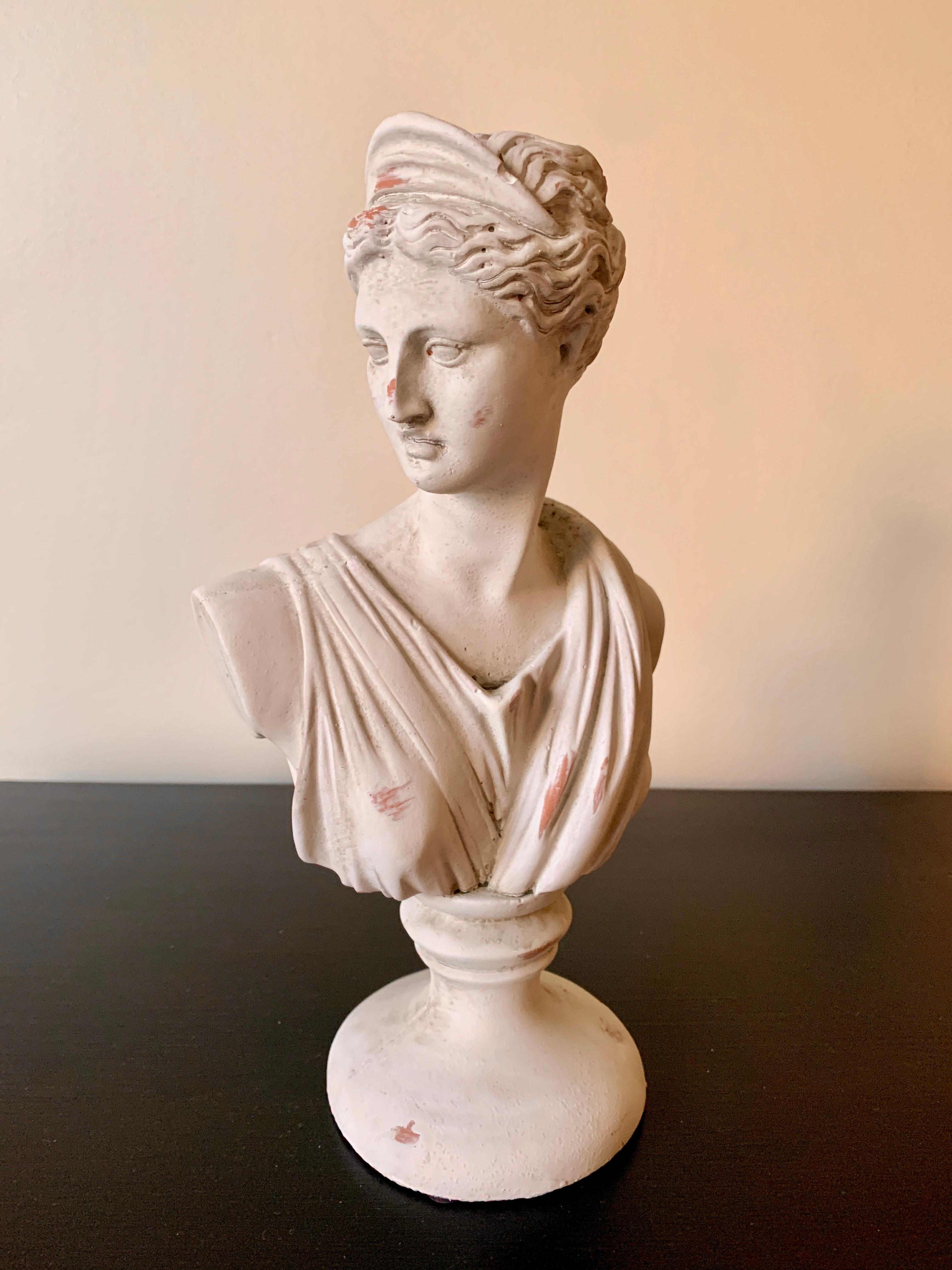 American Classical Plaster Bust of Goddess Diana Sculpture For Sale