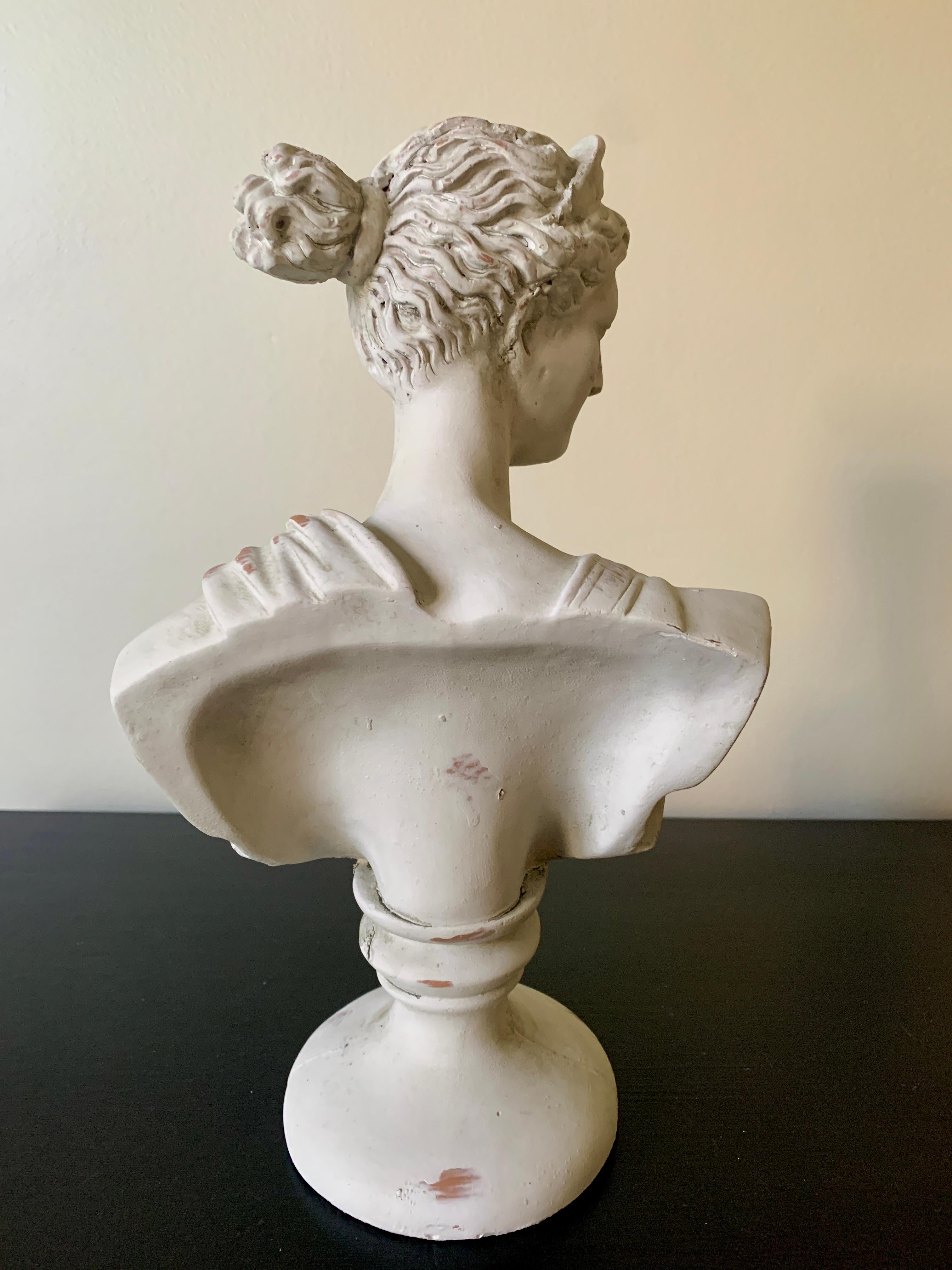 Contemporary Classical Plaster Bust of Goddess Diana Sculpture For Sale