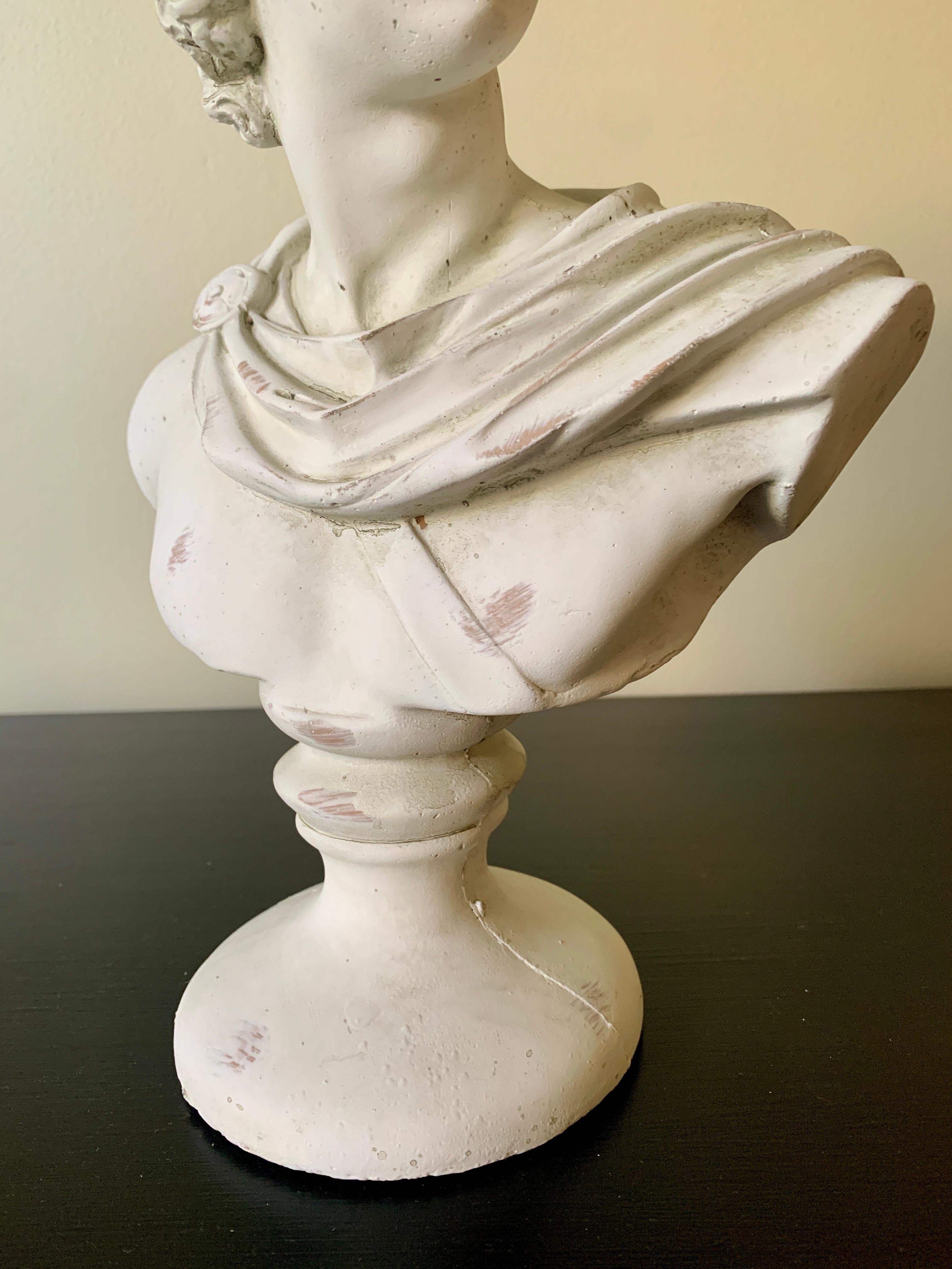 American Classical Plaster Bust of Mythological Apollo Belvedere Sculpture For Sale