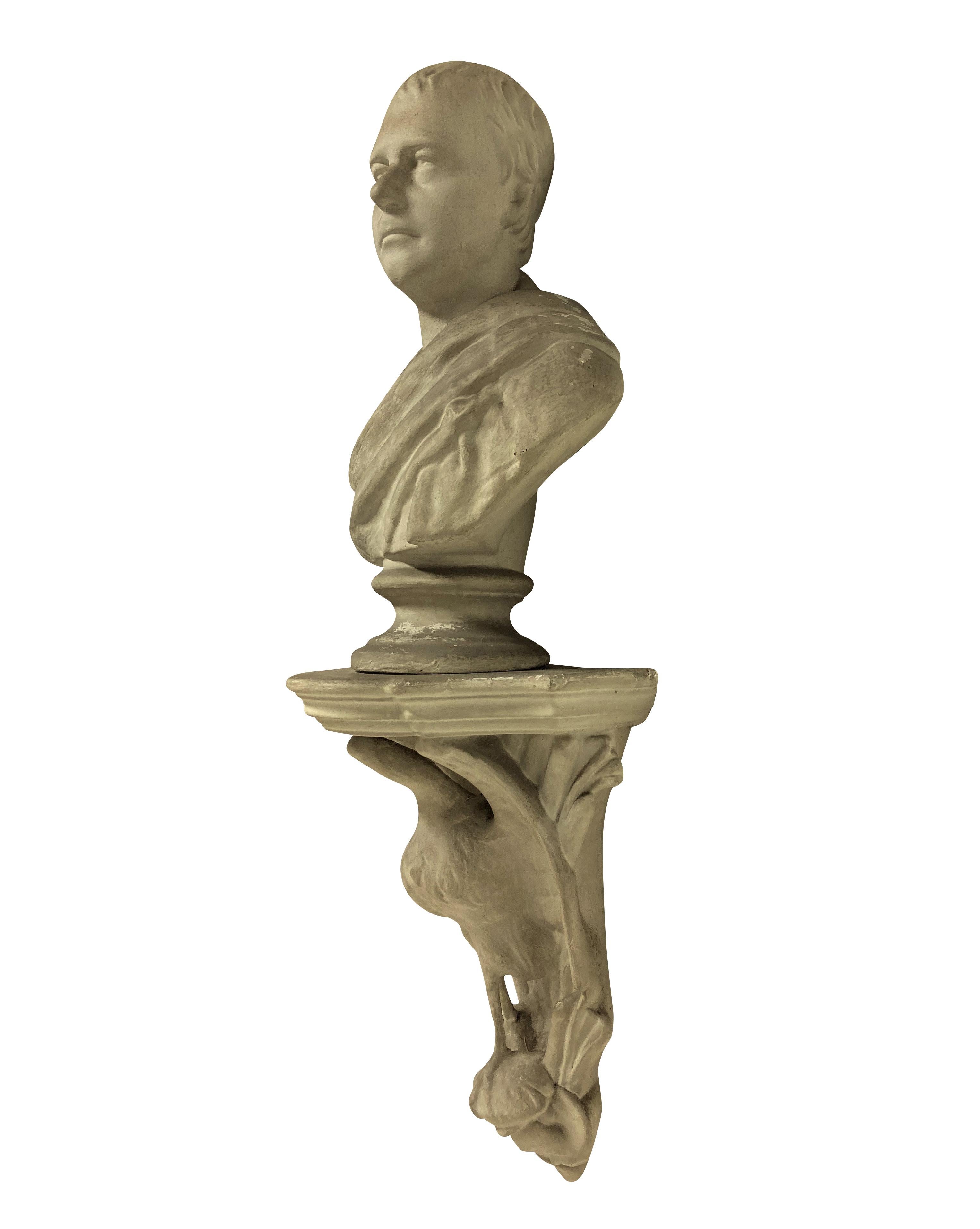 English Classical Plaster Library Bust on Bracket For Sale