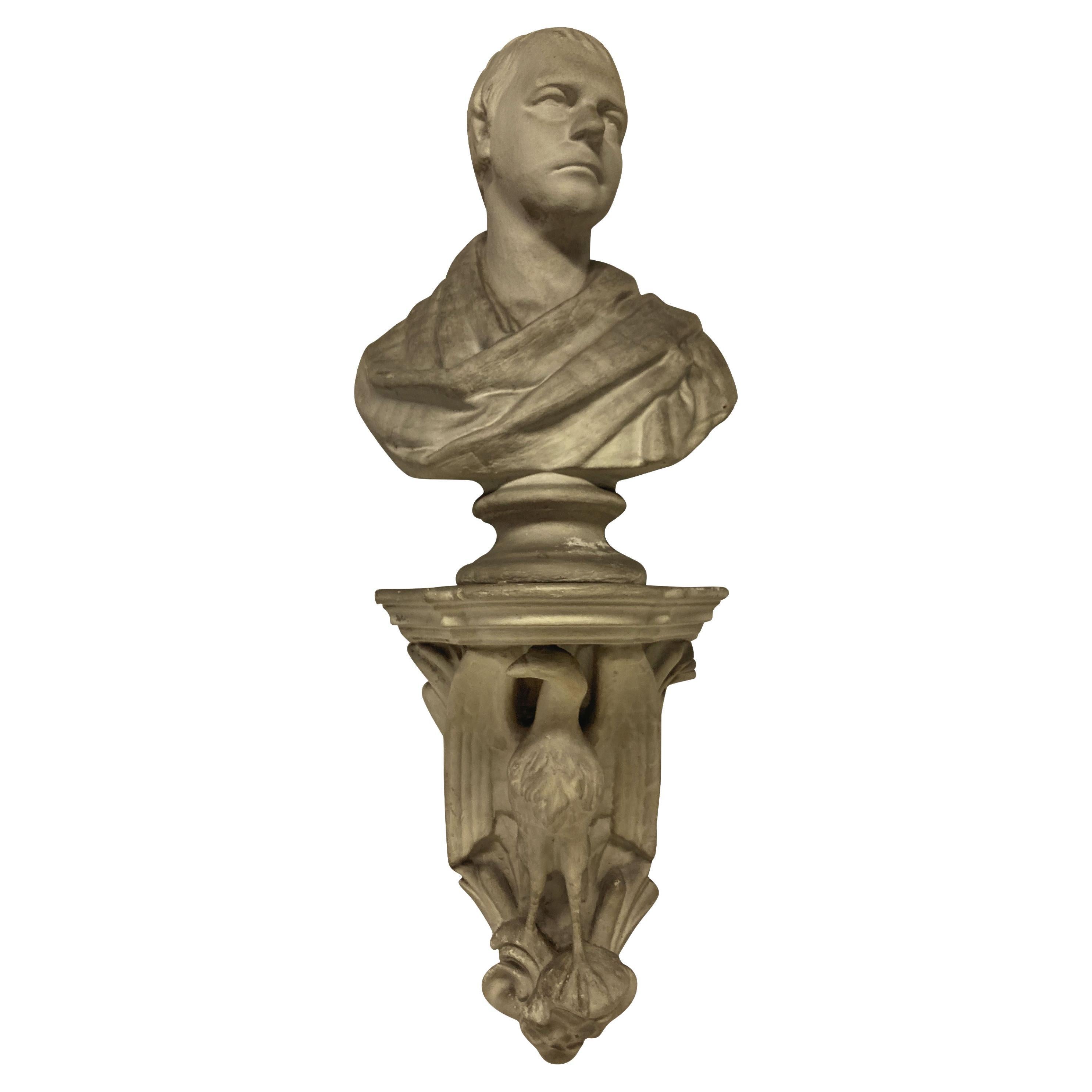 Classical Plaster Library Bust on Bracket For Sale