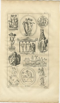 Classical Putti and Three Graces Engraving, Montfaucon Antiquité Expliquée 1721