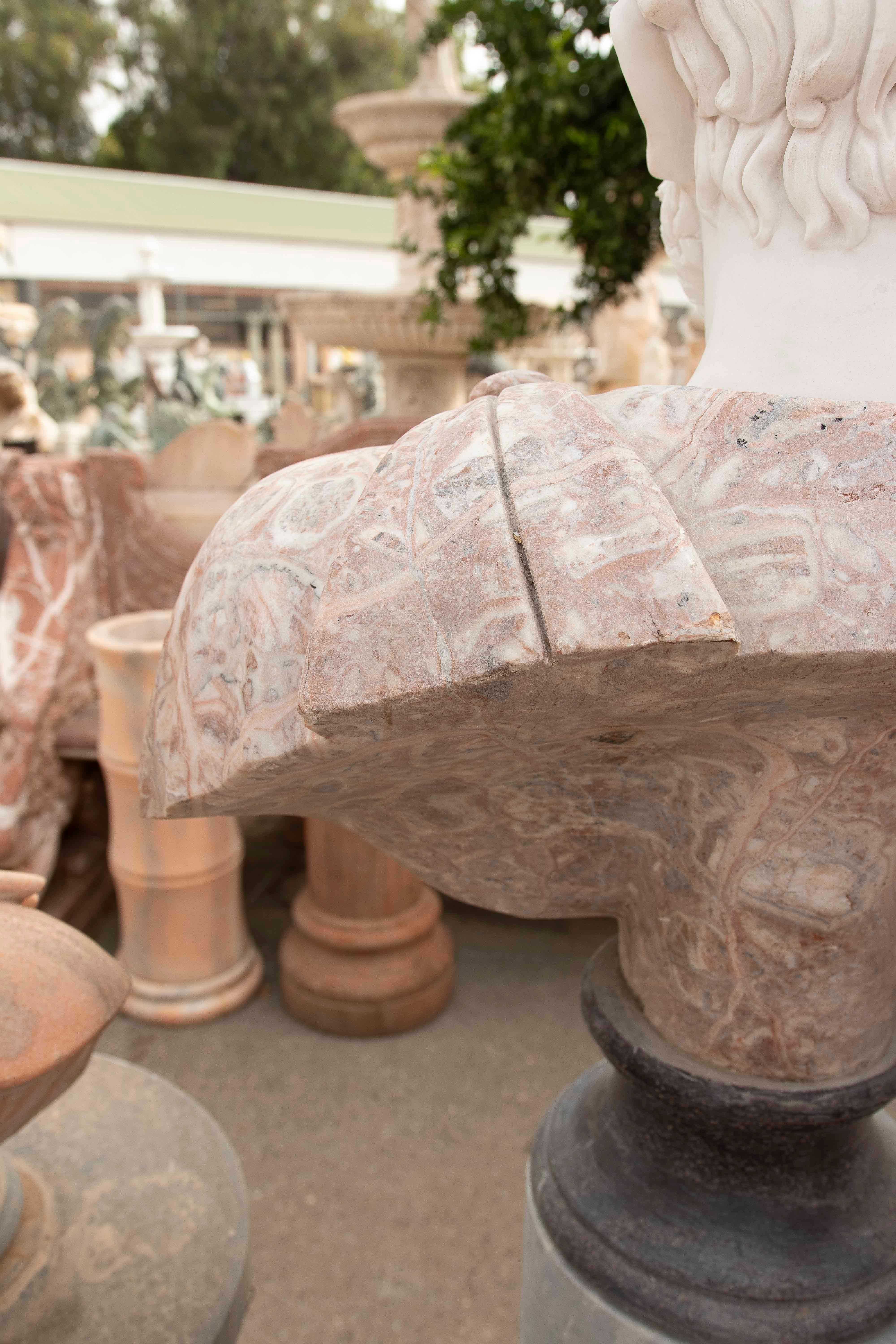Busto clásico de mármol rojo con retrato de un emperador romano en venta 7