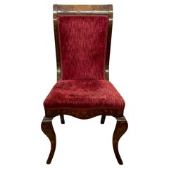 Antique Classical red velvet upholstered and in laid desk chair