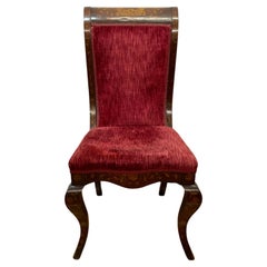 Antique Classical red velvet upholstered and in laid desk chair