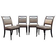 Classical Regency Style Black Lacquered Gilded Chairs