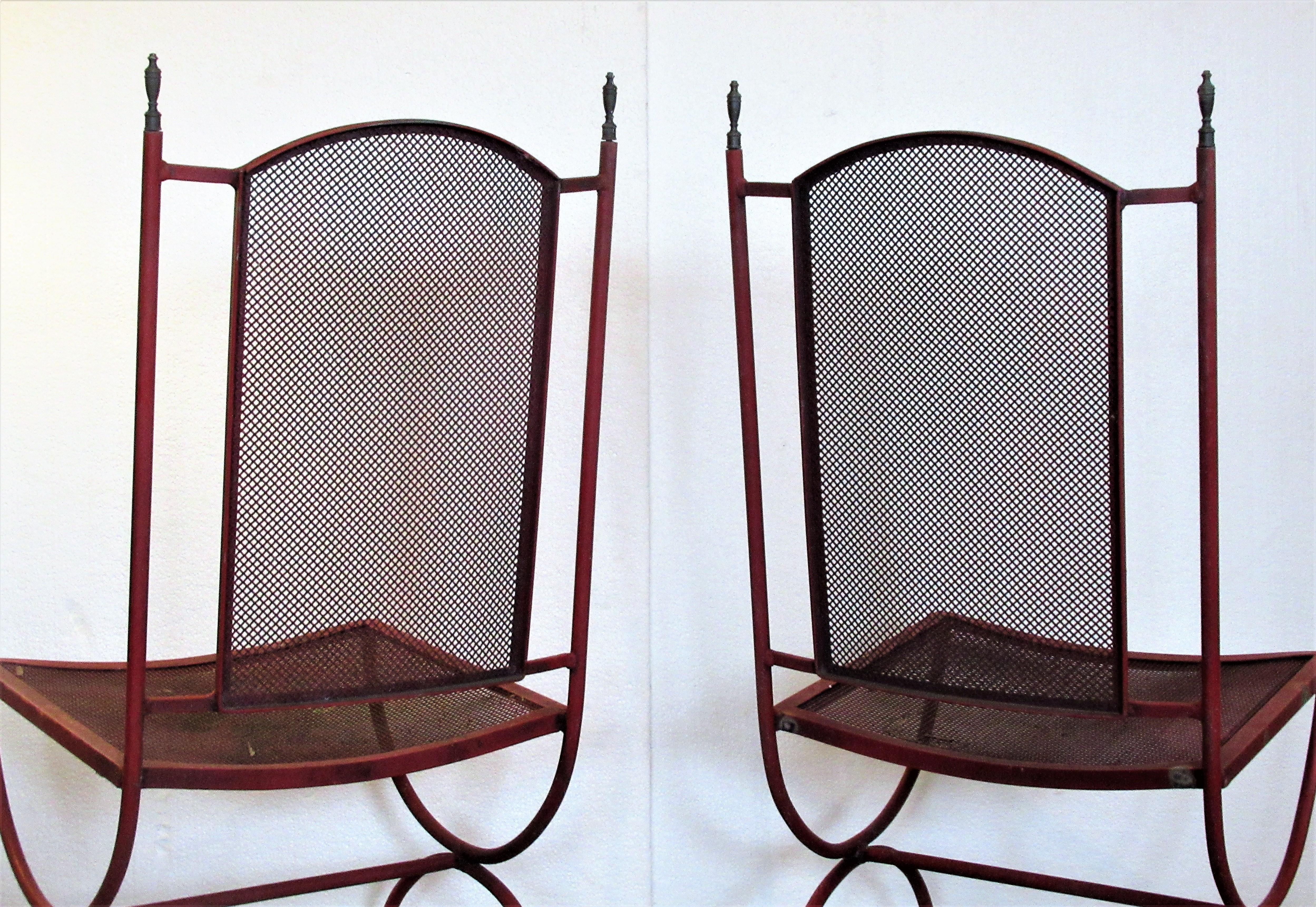 Schmiedeeiserne und messingfarbene Curule-Stühle, 1960er Jahre im Angebot 7