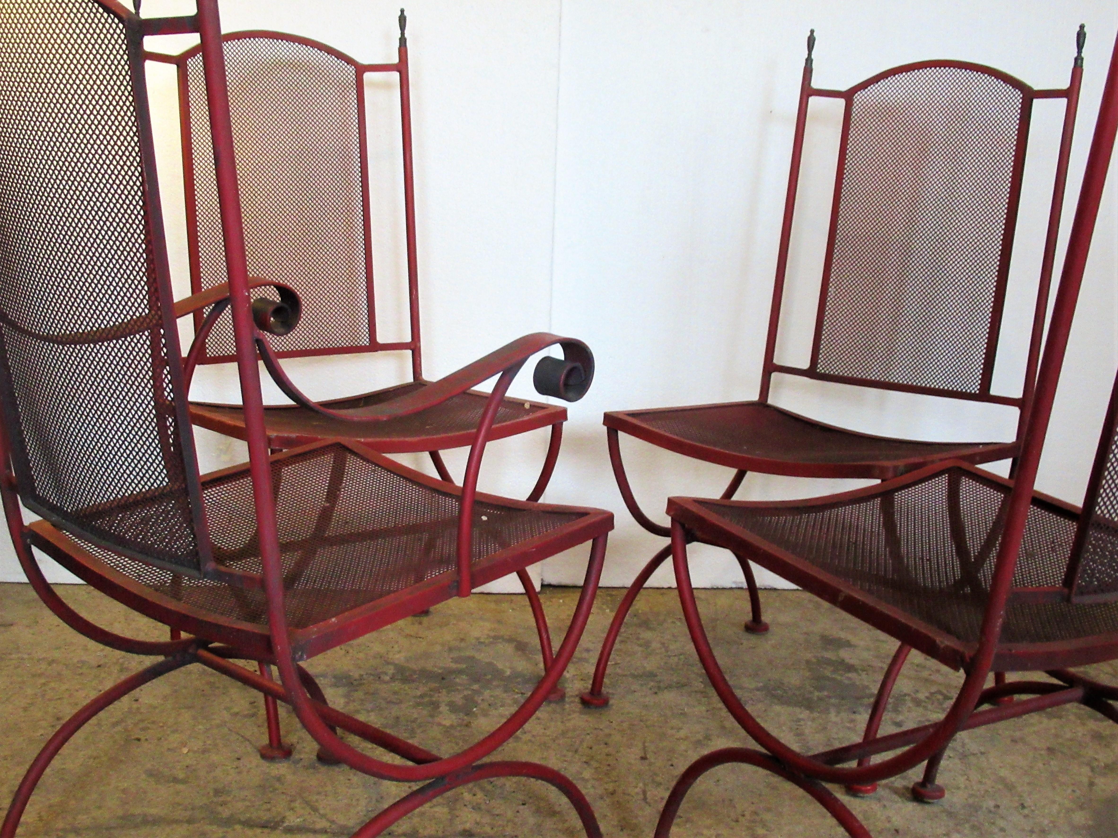 Schmiedeeiserne und messingfarbene Curule-Stühle, 1960er Jahre im Angebot 8