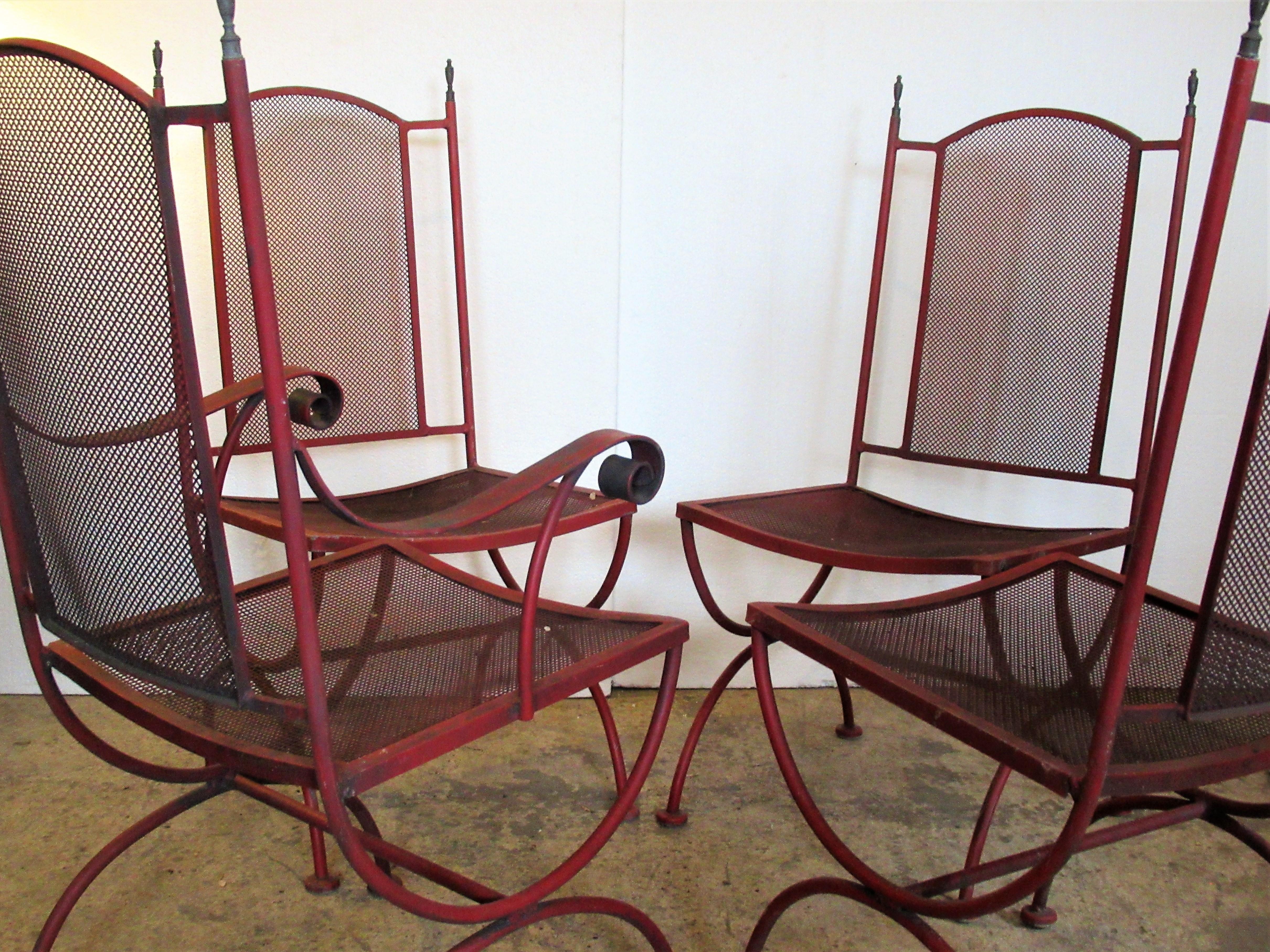 Schmiedeeiserne und messingfarbene Curule-Stühle, 1960er Jahre im Angebot 10