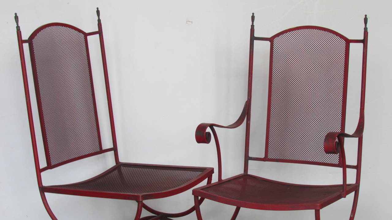 Schmiedeeiserne und messingfarbene Curule-Stühle, 1960er Jahre (Schmiedeeisen) im Angebot