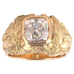 Anillo de oro de 18 quilates y diamante talla cojín antiguo de 2,34 quilates de renacimiento clásico