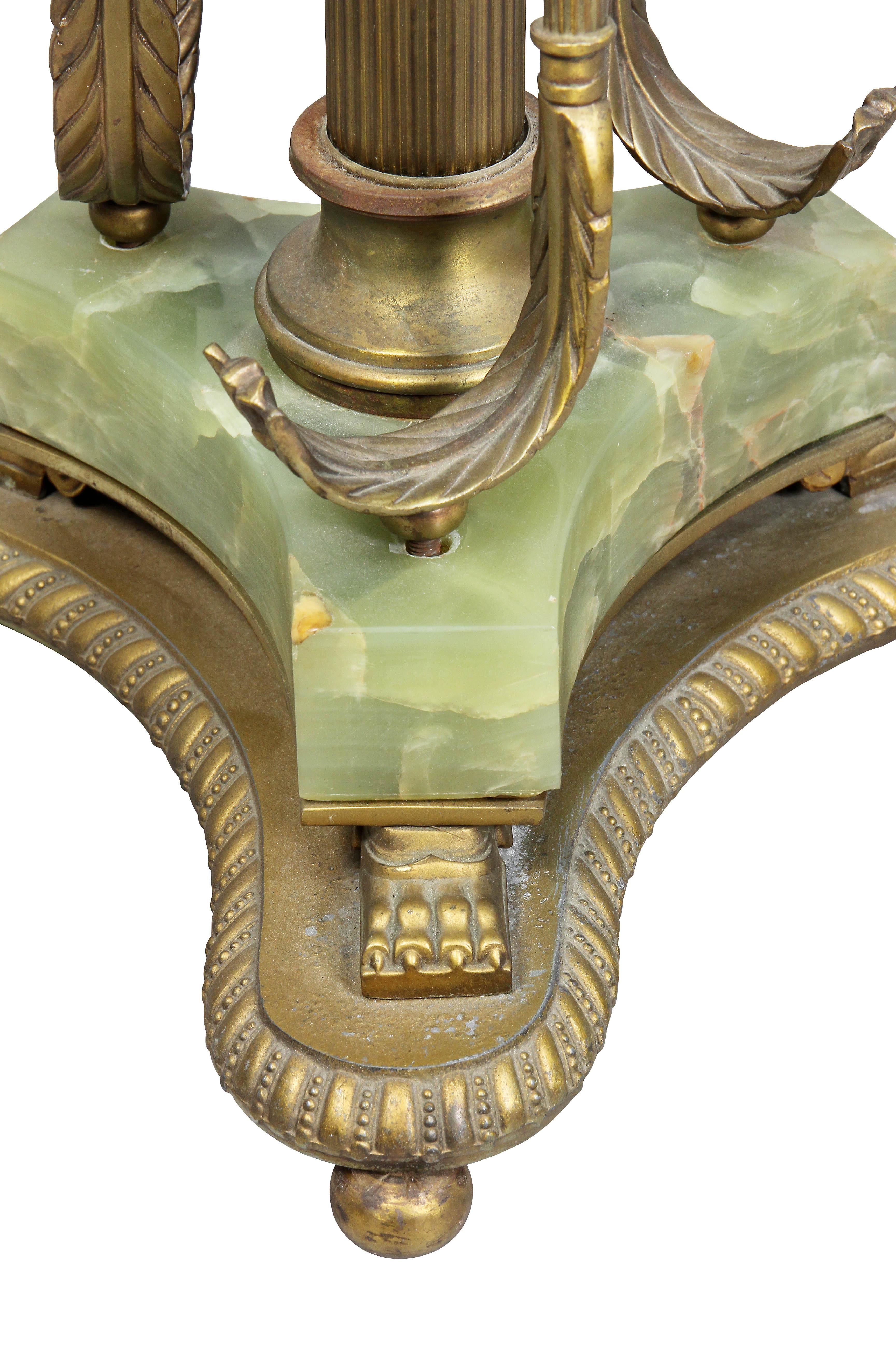 Late 19th Century Classical Revival Brass and Onyx Floor Lamp