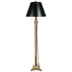 Classical Revival Brass and Onyx Floor Lamp