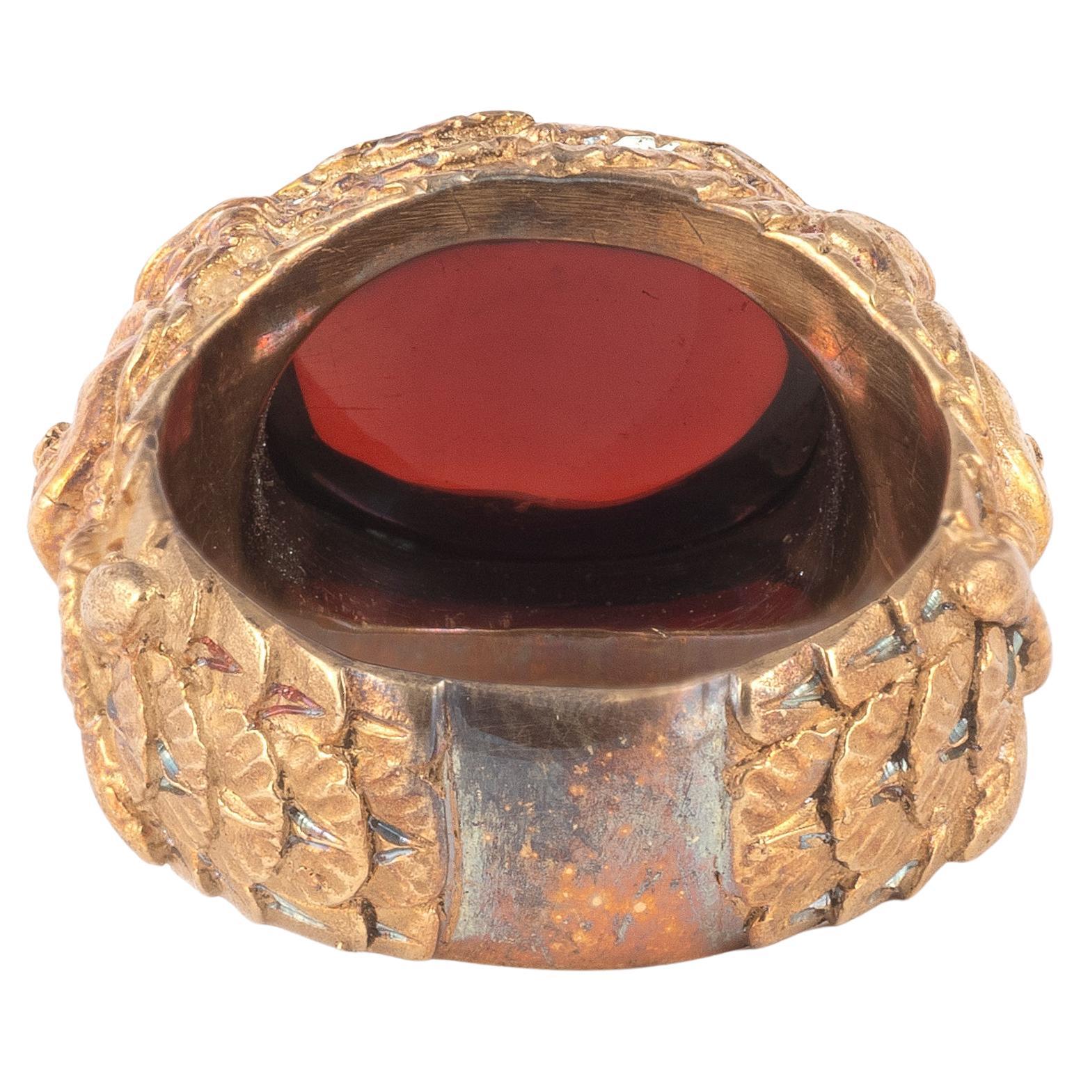 Men's Classical Revival Cabochon Garnet And 18k Gold Ring