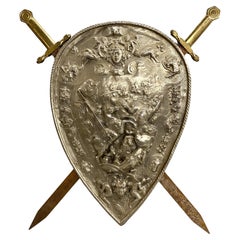Vintage Classical Revival Pair of Ceremonial Swords & Shield