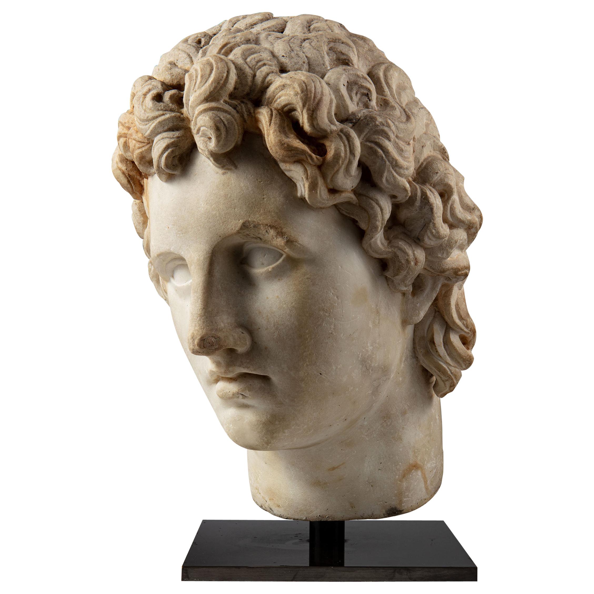 Classical Roman, 1st-2nd Century AD, Alexander the Great White Marble Bust