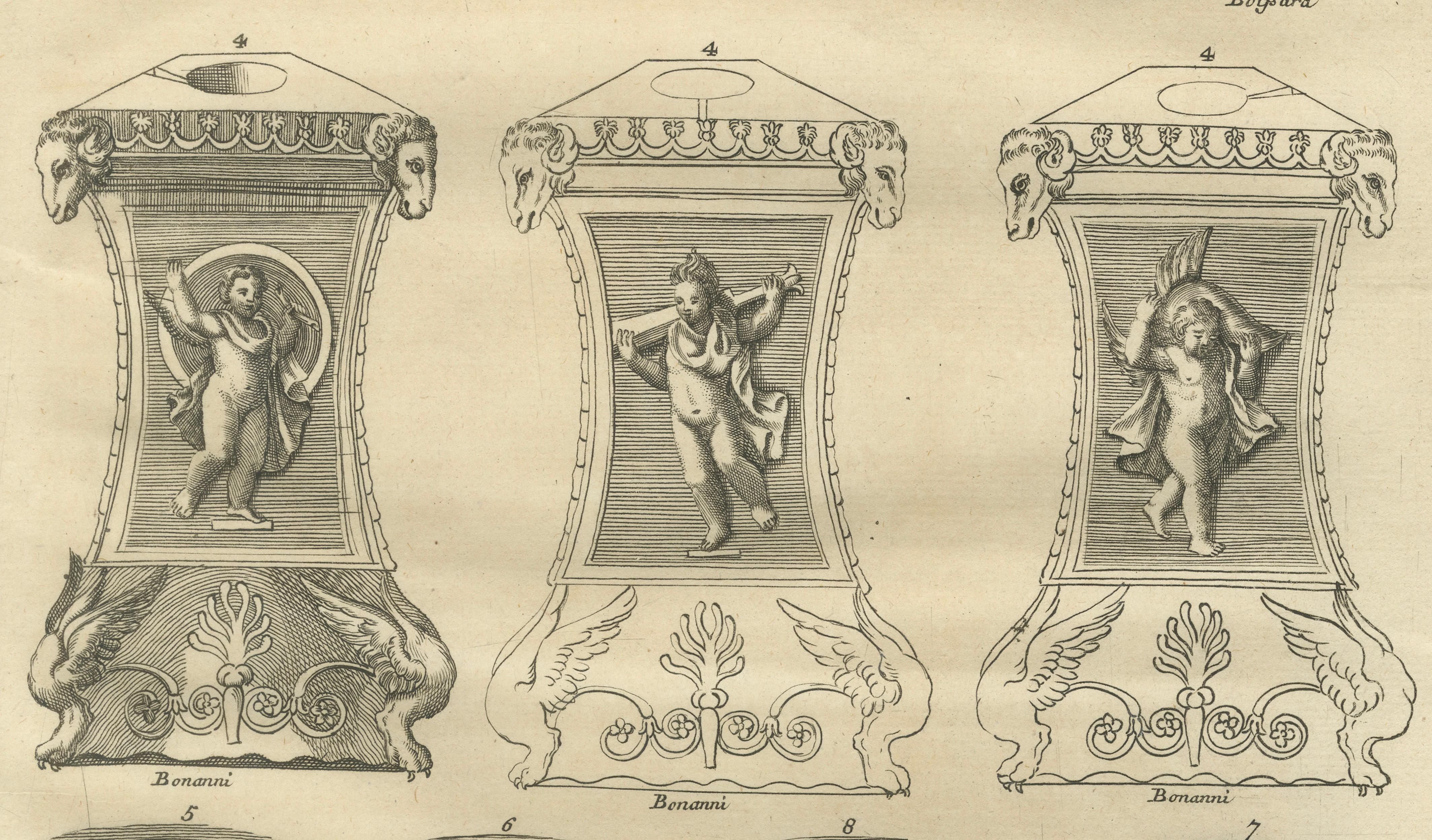 Classical Roman Altars & Antiquities Engraving, Montfaucon 1721