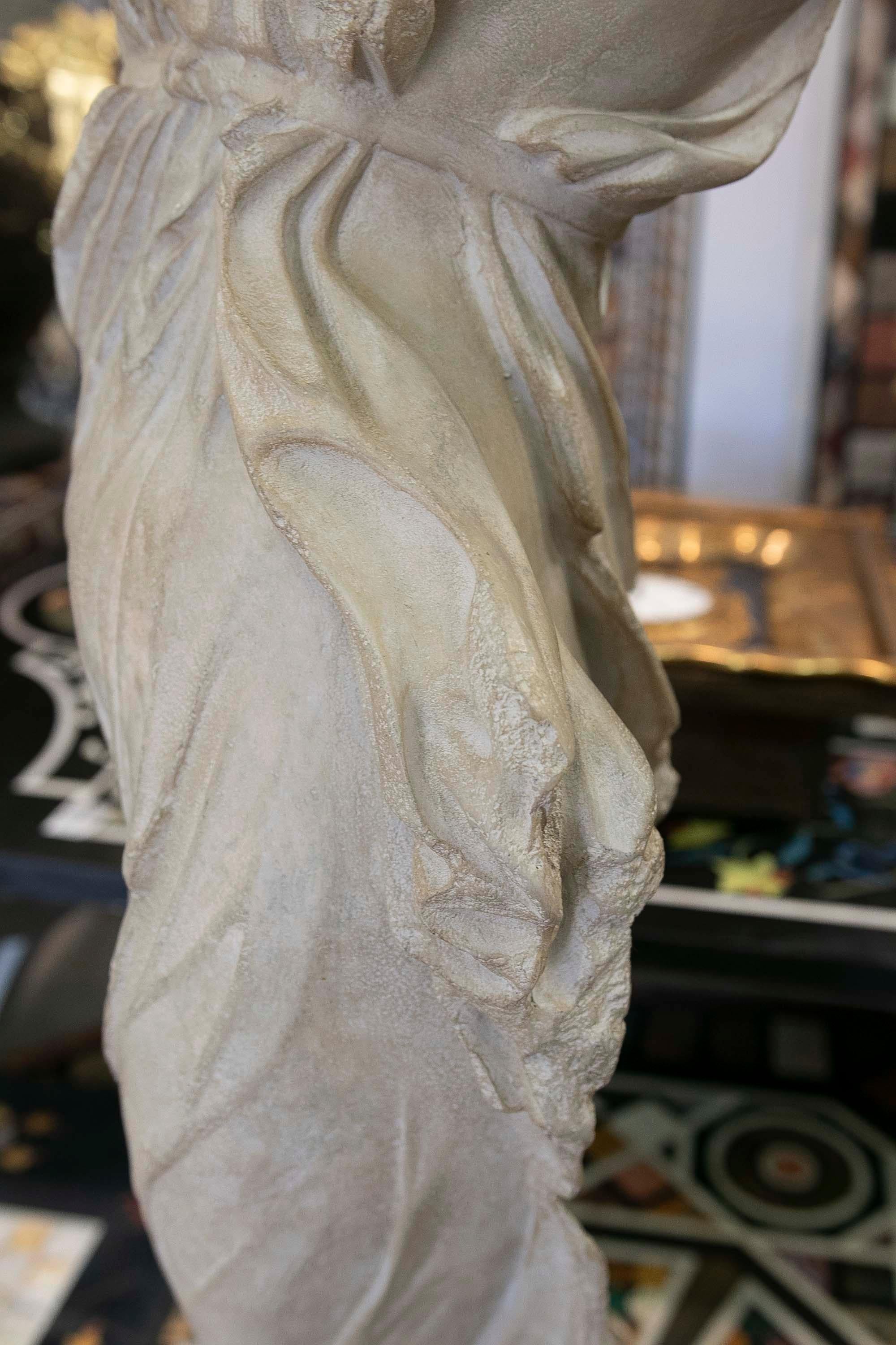 Classical Roman Female Dancing Torso in Resin Imitating Marble on Iron Pedestal 10