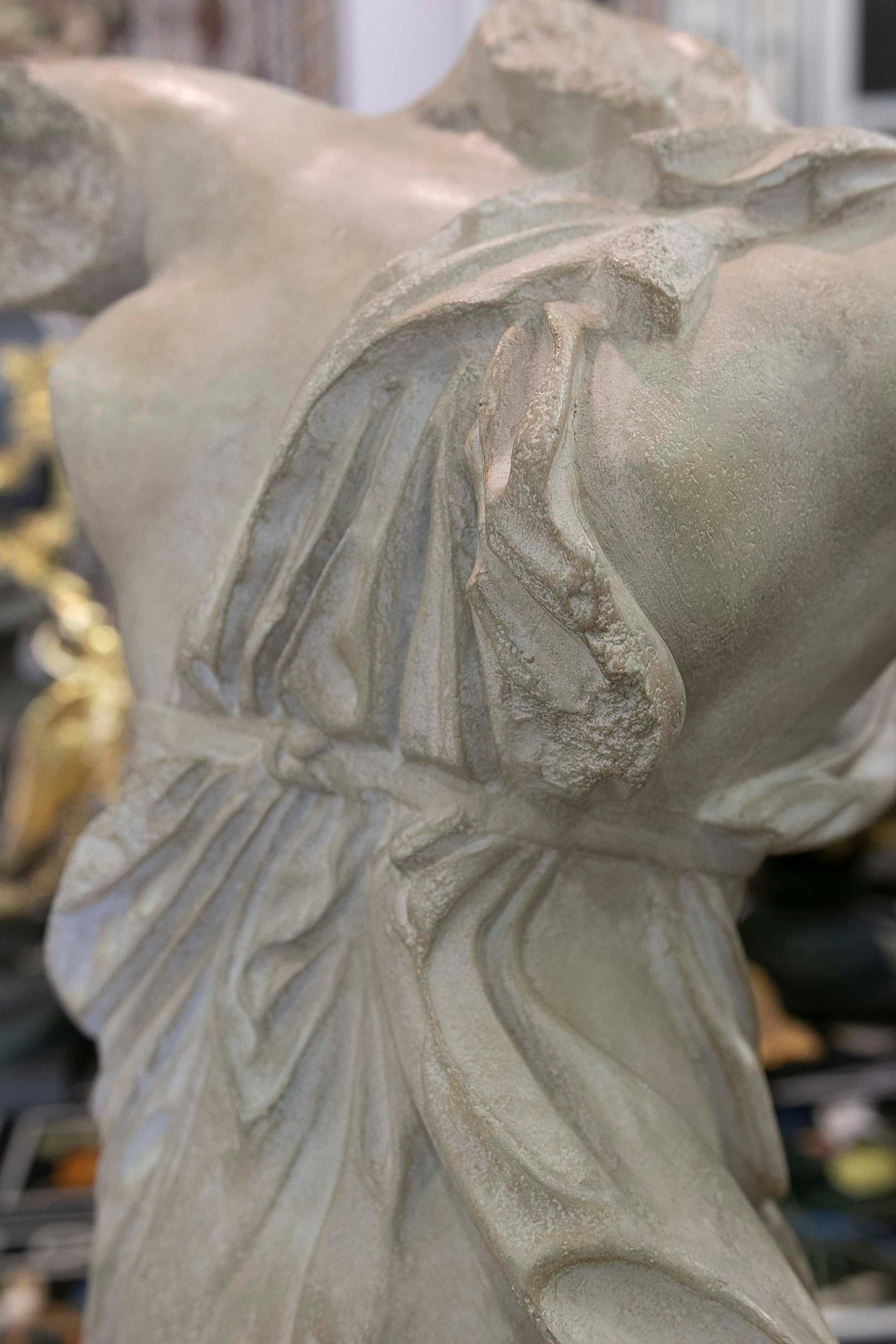 Classical Roman Female Dancing Torso in Resin Imitating Marble on Iron Pedestal 12
