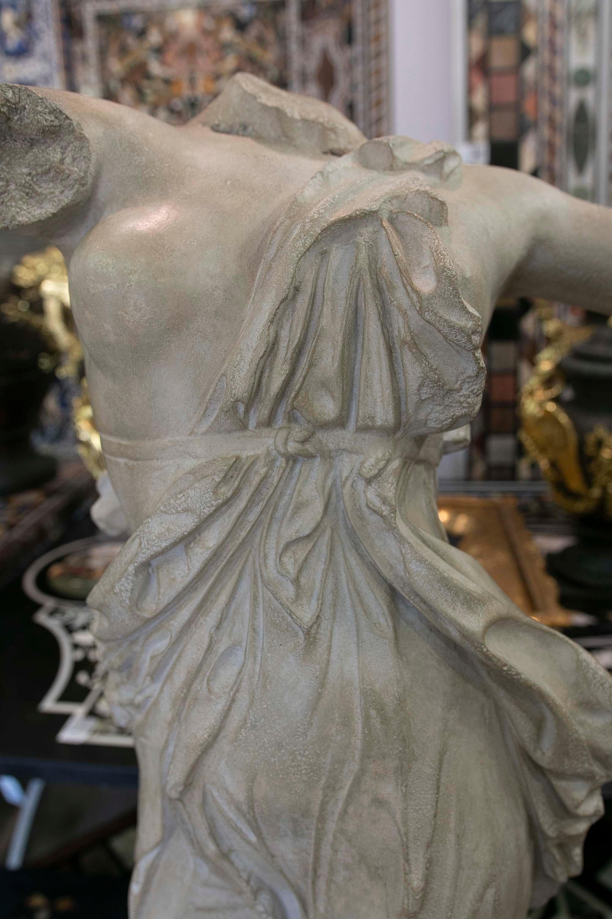 Classical Roman Female Dancing Torso in Resin Imitating Marble on Iron Pedestal 14