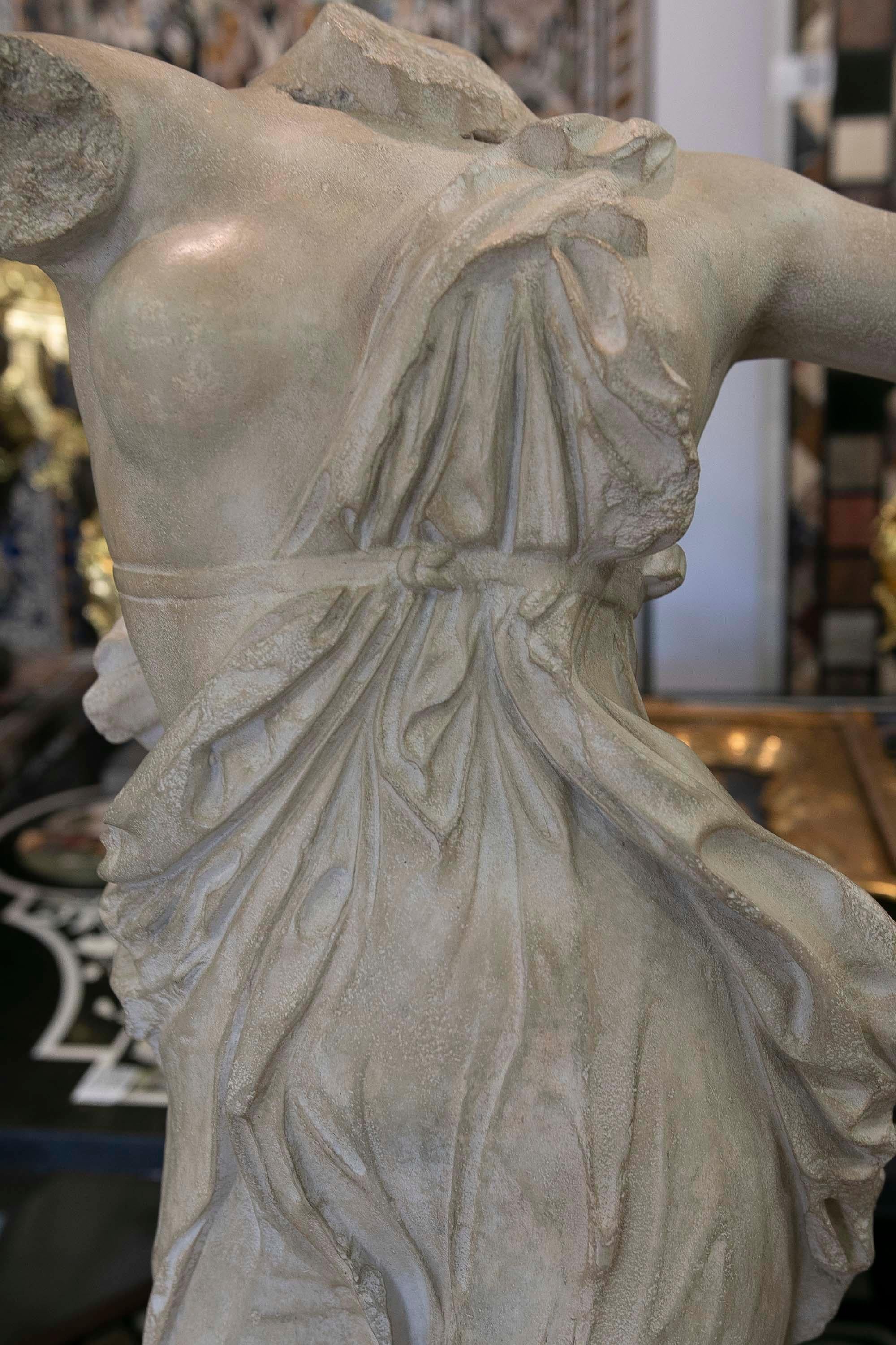 Classical Roman Female Dancing Torso in Resin Imitating Marble on Iron Pedestal 15