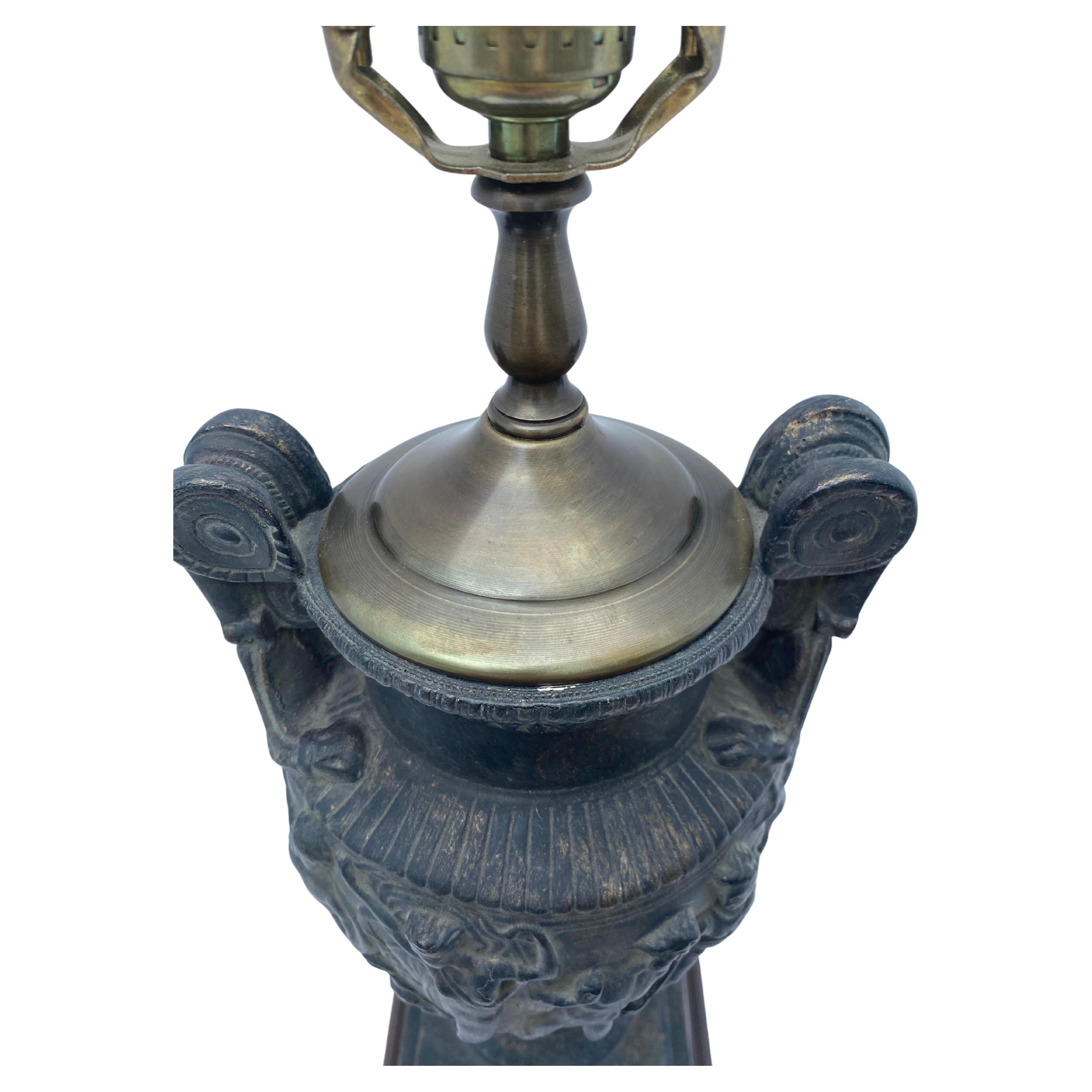 Classical Roman Figural Plaster Urn Vase Table Lamp For Sale 4