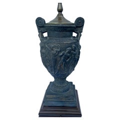 Classical Roman Figural Plaster Urn Vase Table Lamp