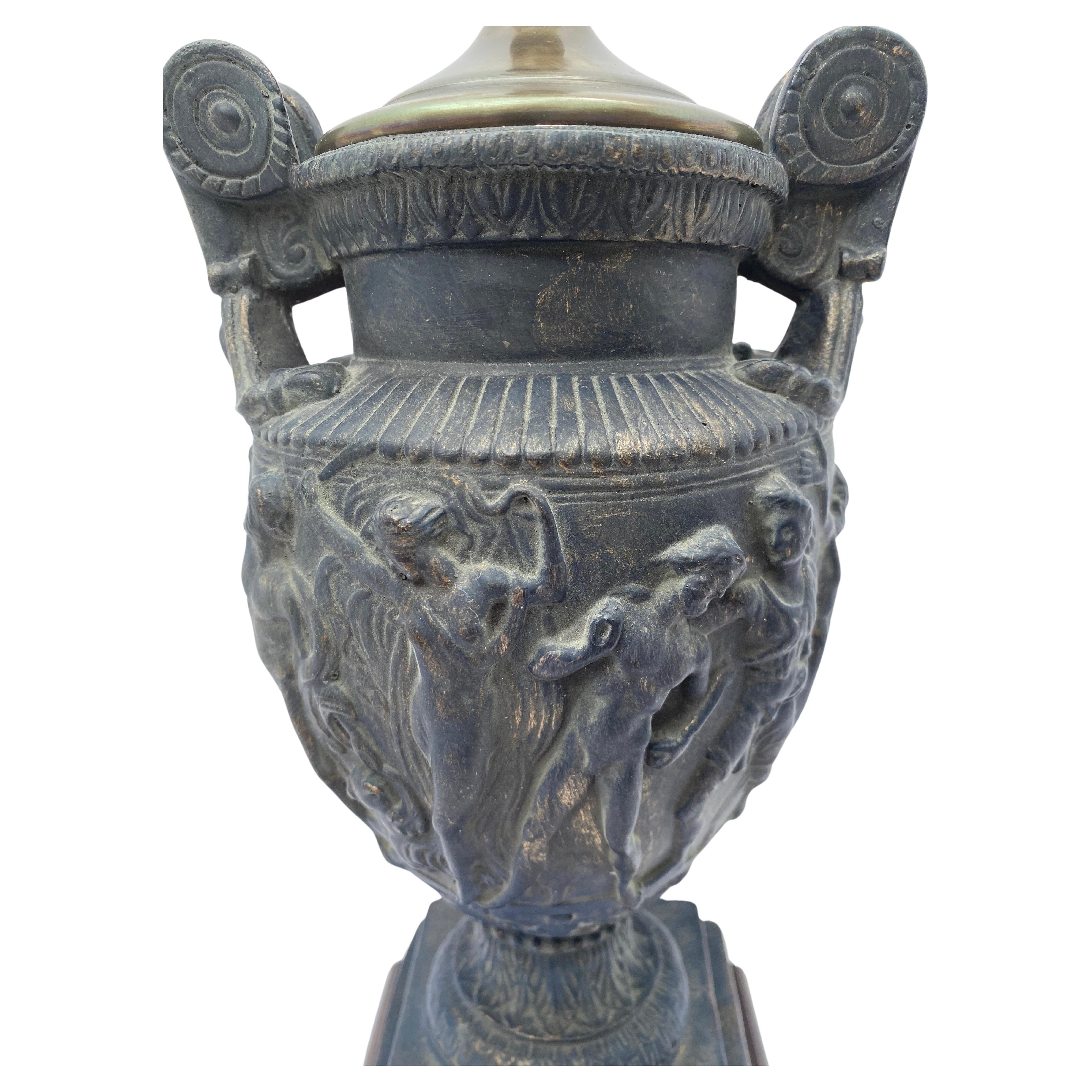 Classical Roman Figural Plaster Urn Vase Table Lamp For Sale 1