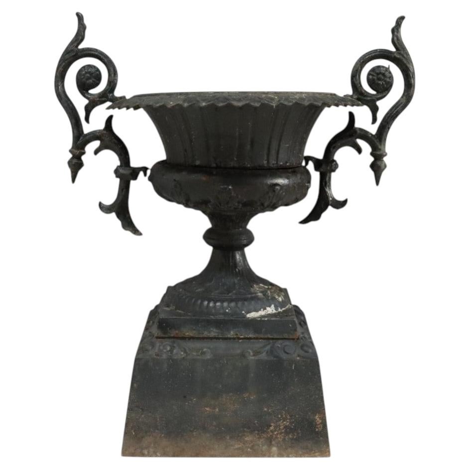 Classical Roman-Greco Cast Iron Garden Urn, Manner of Fiske, C1890