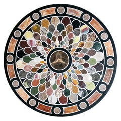 Classical Roman Italian Pietra Dura Stone Mosaic Inlay Round Table Top