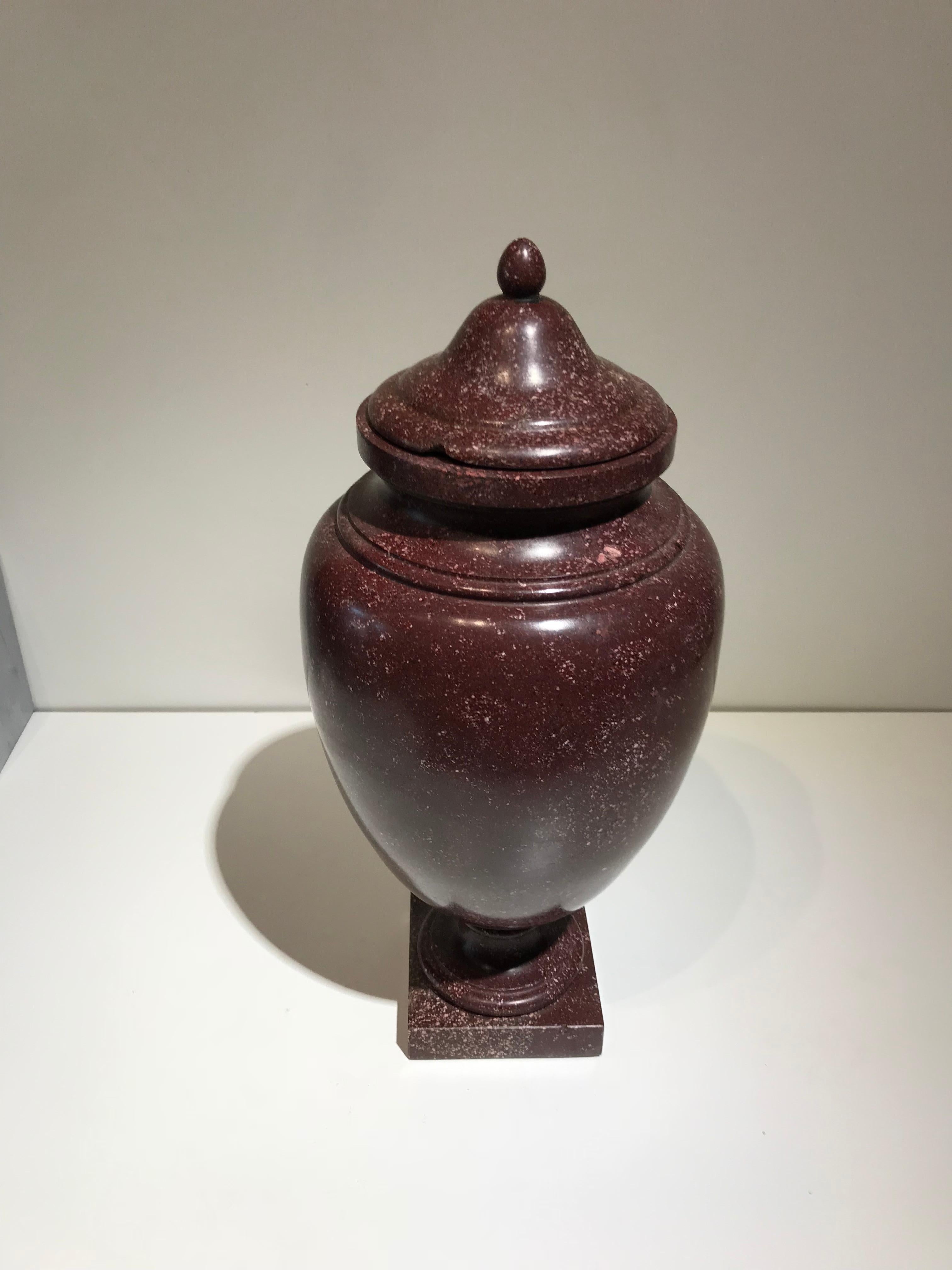 Classical Roman Porphyry Red Ancient Specimen Marble Vase Neoclassical Style 6