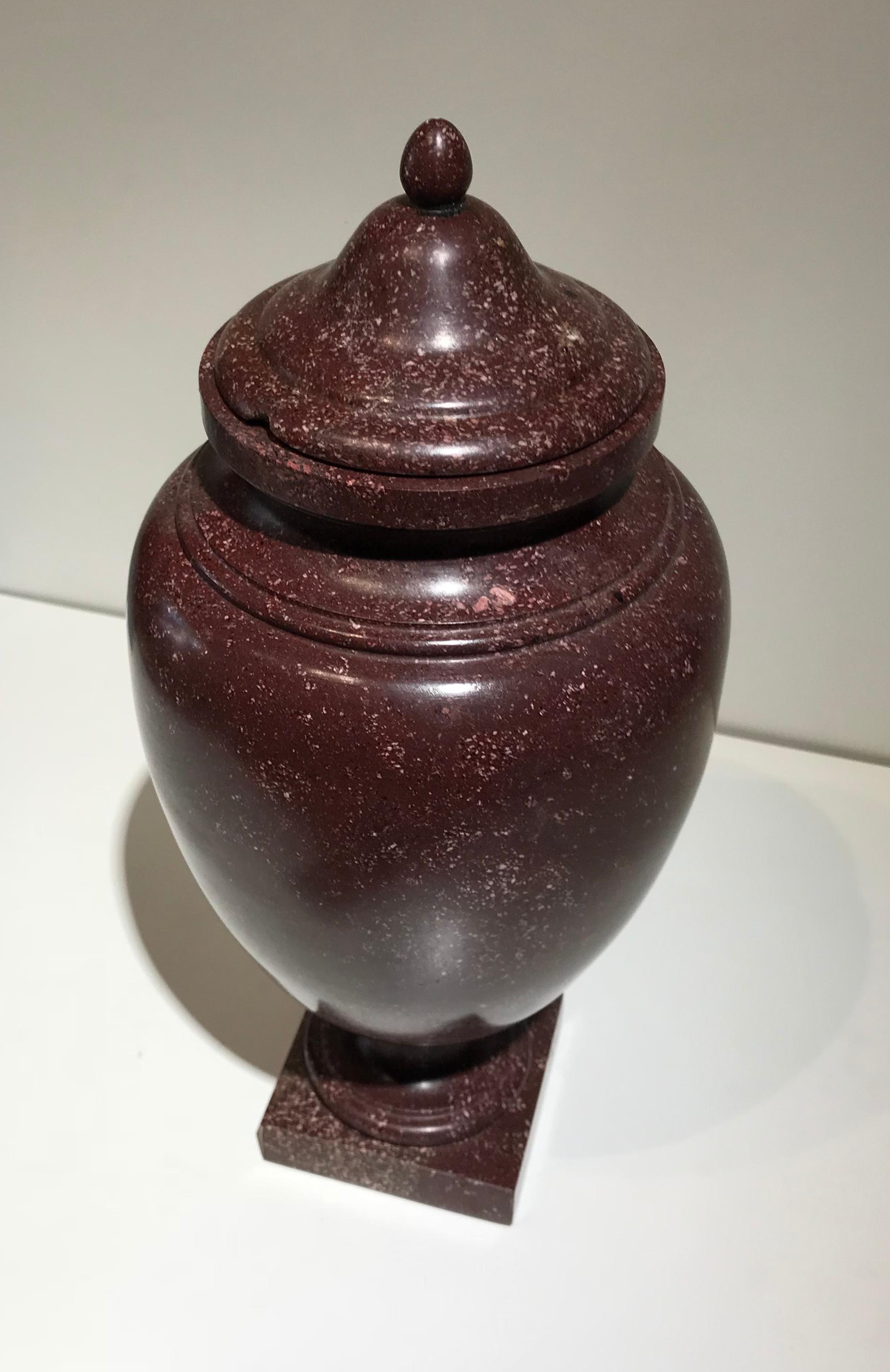 Classical Roman Porphyry Red Ancient Specimen Marble Vase Neoclassical Style 8