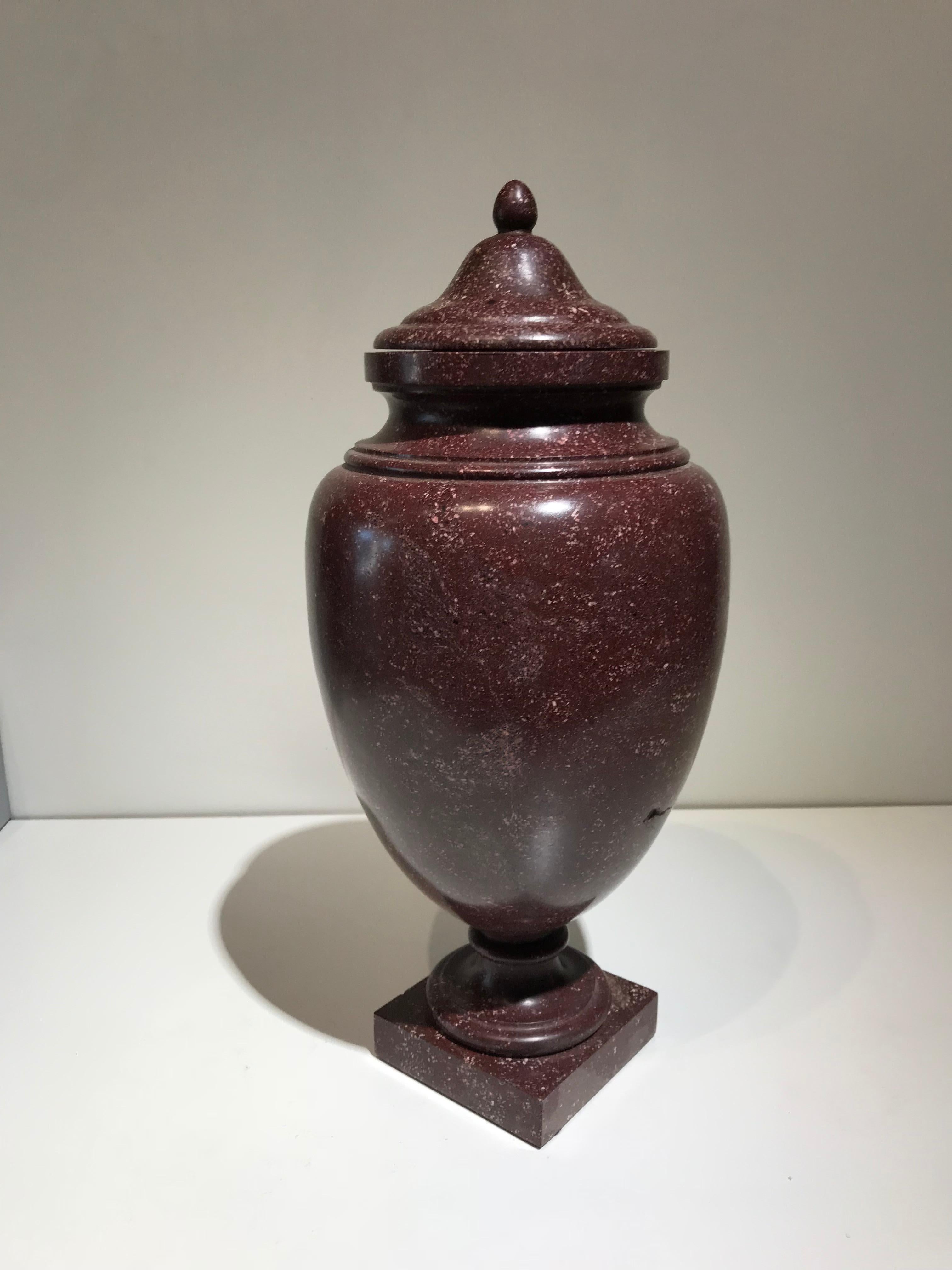 Italian Classical Roman Porphyry Red Ancient Specimen Marble Vase Neoclassical Style