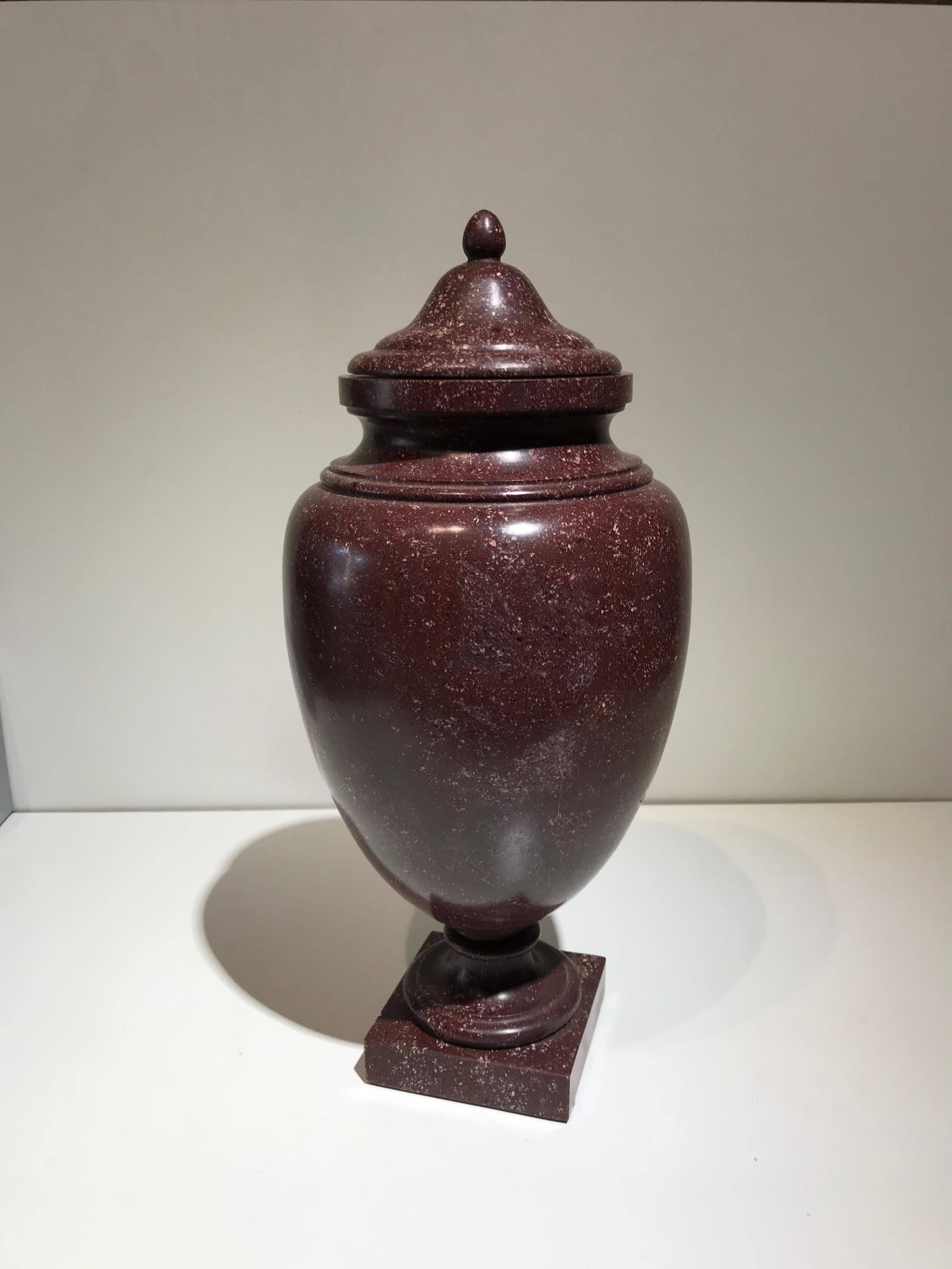 20th Century Classical Roman Porphyry Red Ancient Specimen Marble Vase Neoclassical Style
