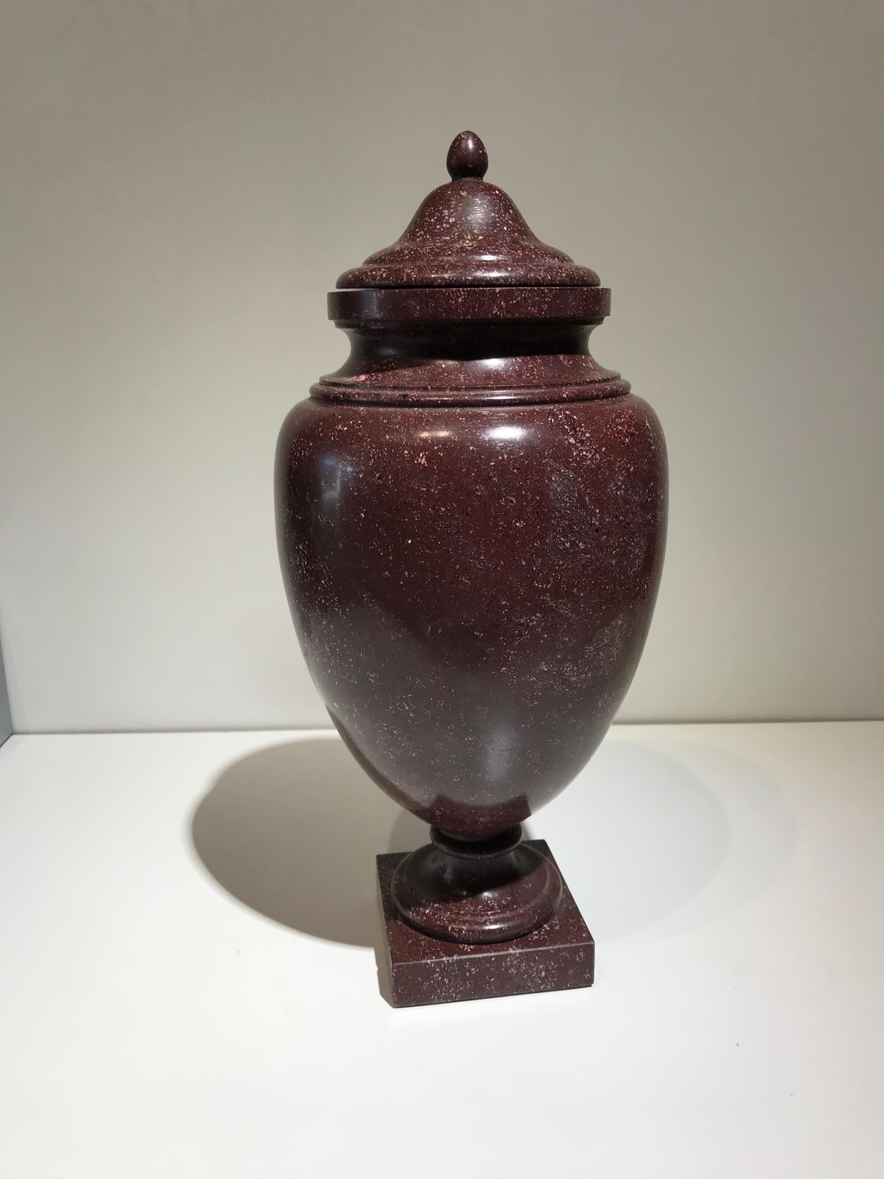 Classical Roman Porphyry Red Ancient Specimen Marble Vase Neoclassical Style 1