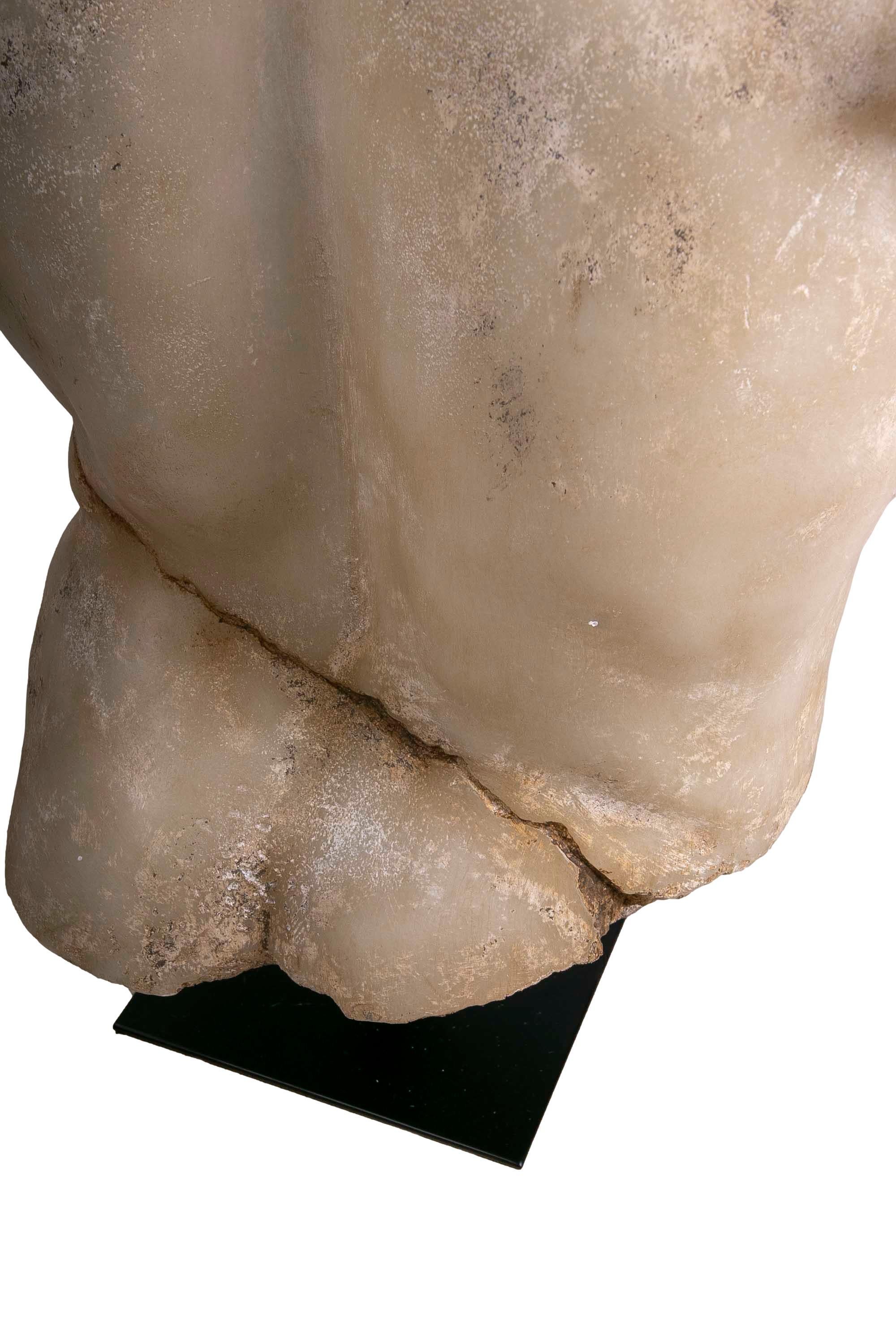 Classical Roman Torso in Resin Imitating Marble on Iron Pedestal 7