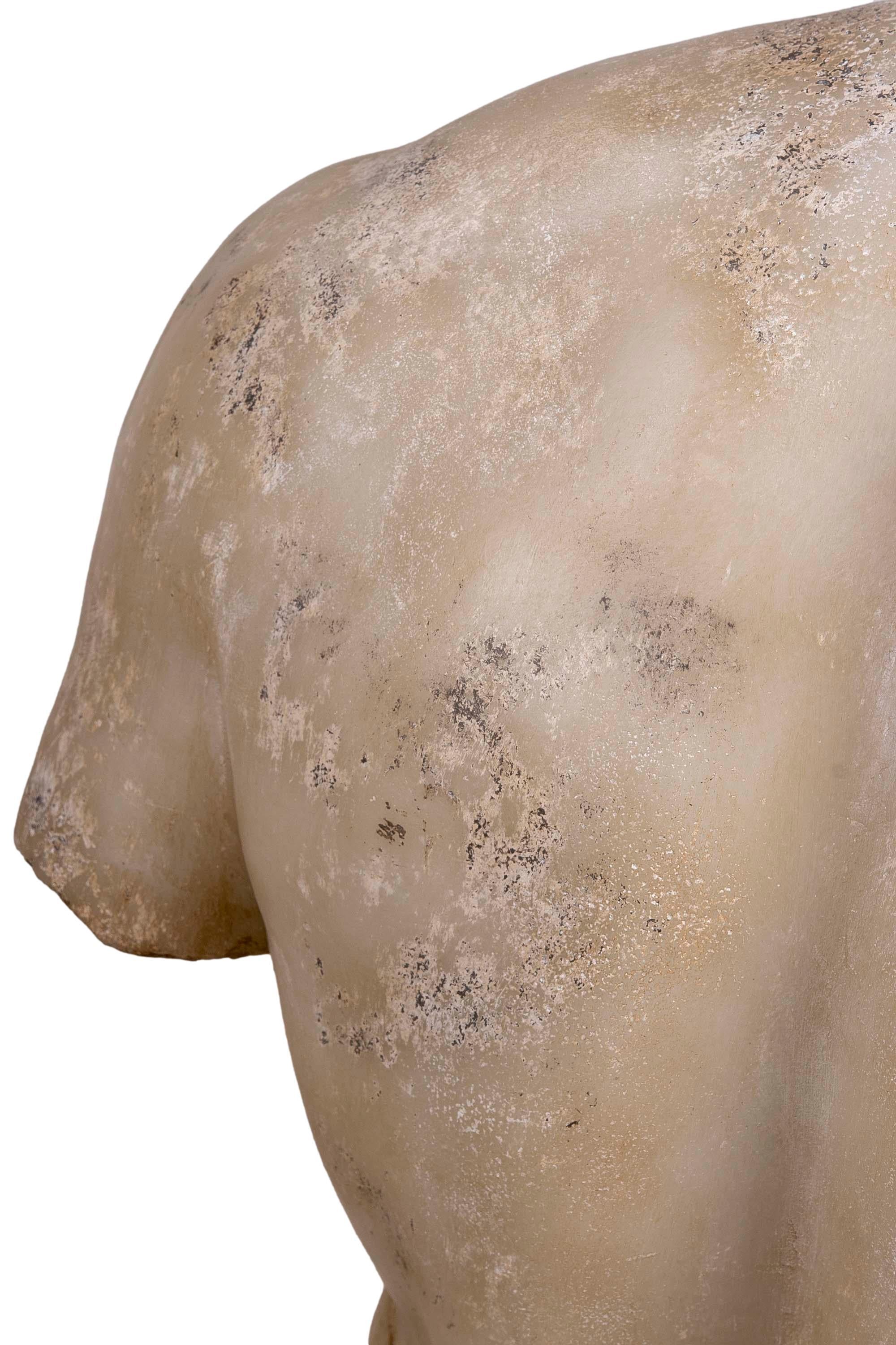 Classical Roman Torso in Resin Imitating Marble on Iron Pedestal 9