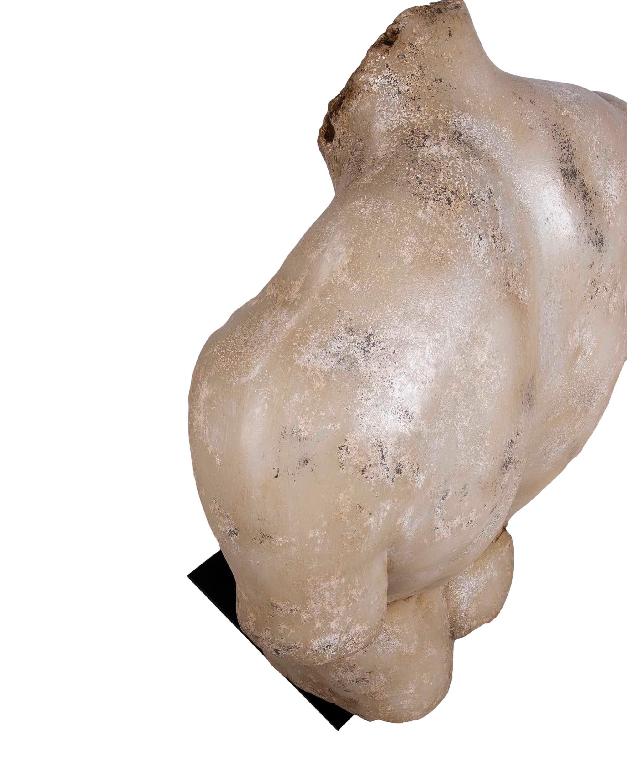 Classical Roman Torso in Resin Imitating Marble on Iron Pedestal 4