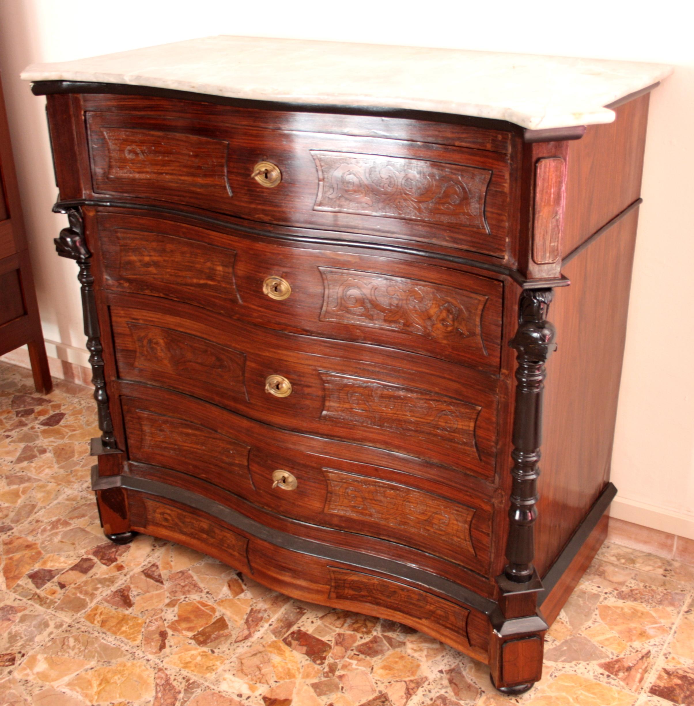 Charles X Classical Chest of Drawers Mid 19th Century Commode Ebonized For Sale