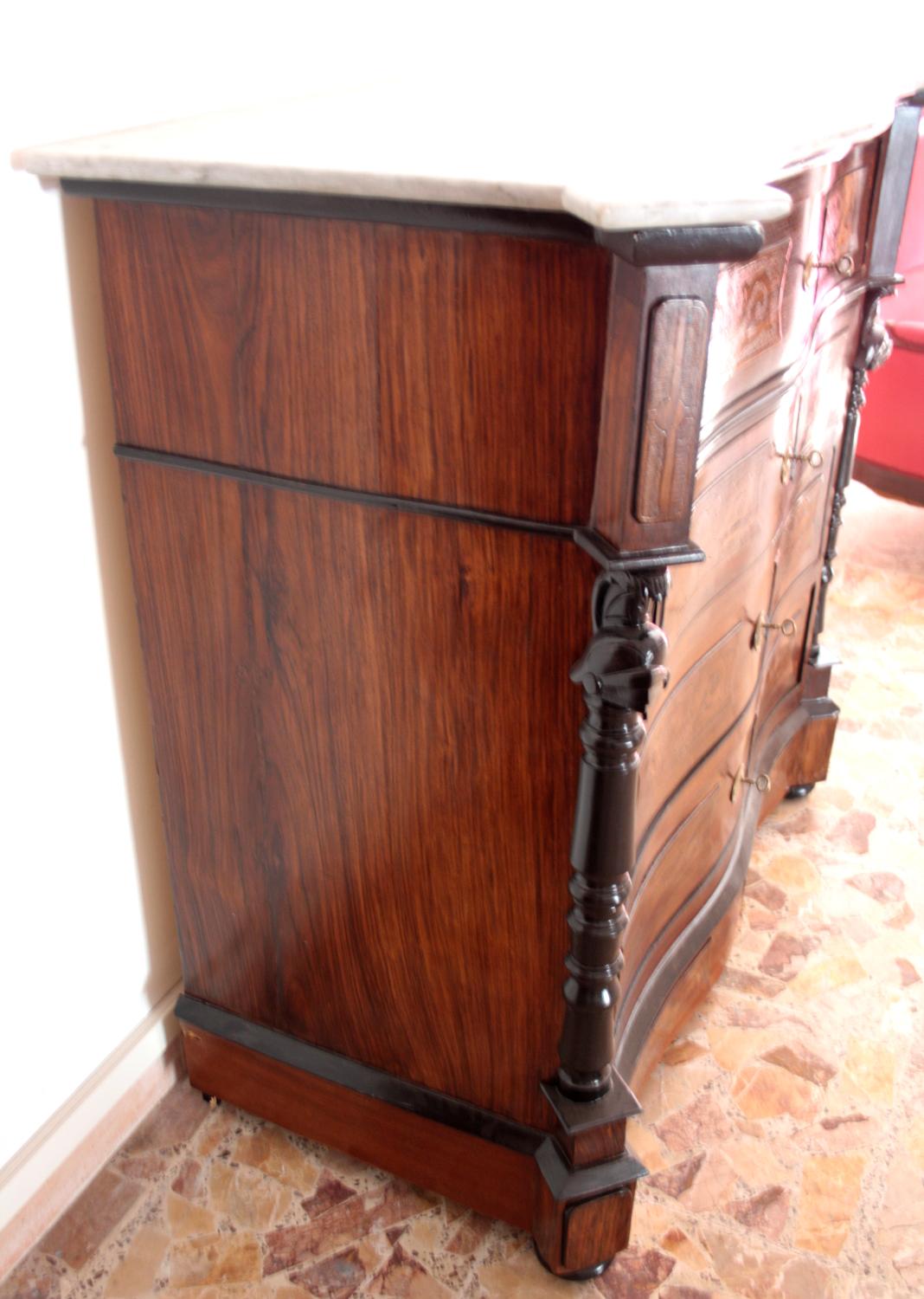Bronzed Classical Chest of Drawers Mid 19th Century Commode Ebonized For Sale