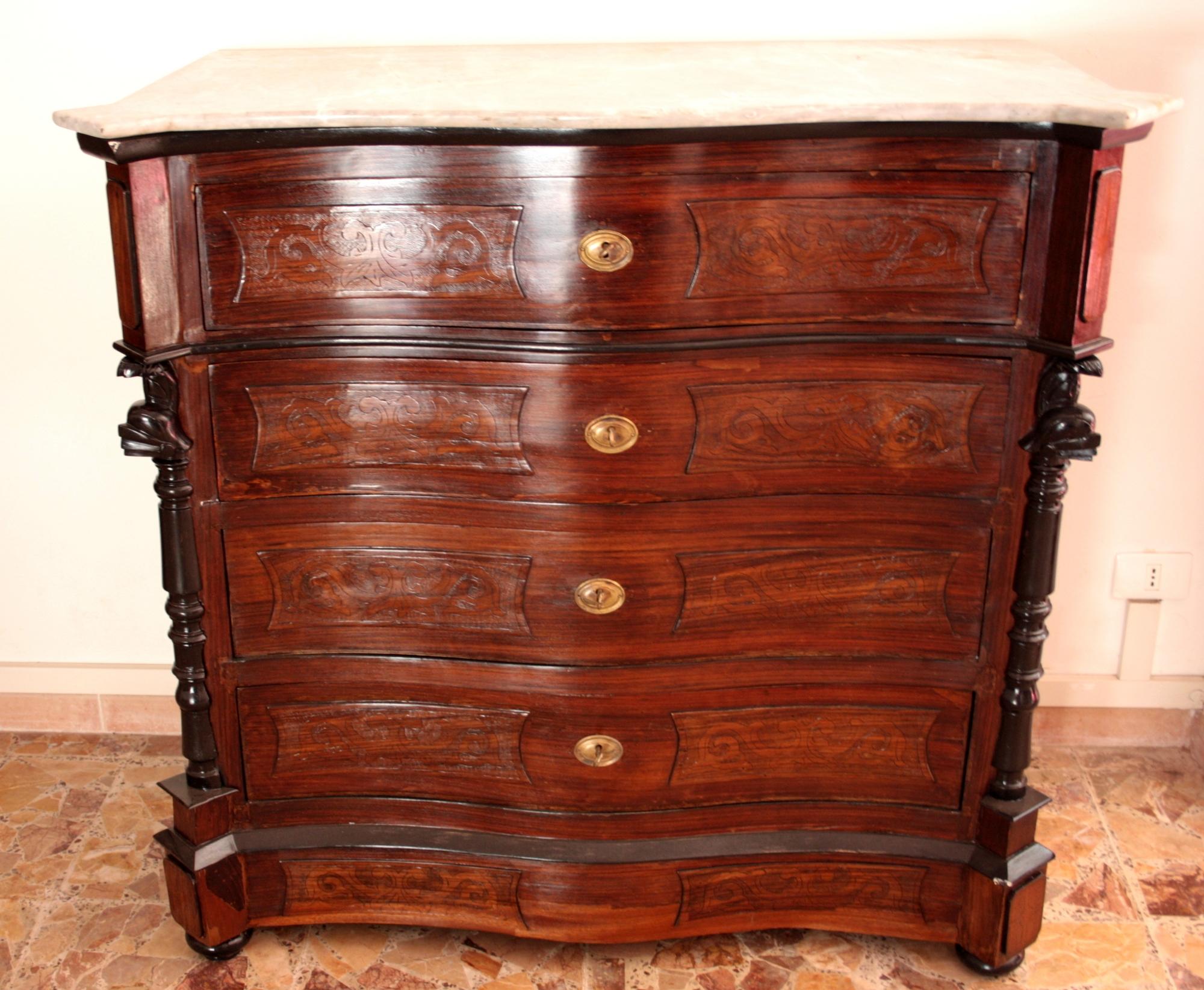 Classical Chest of Drawers Mid 19th Century Commode Ebonized For Sale 7