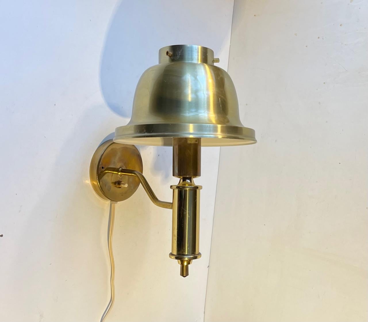 Danish Classical Scandinavian Maritime Brass Wall Sconce from Laoni, 1970s For Sale