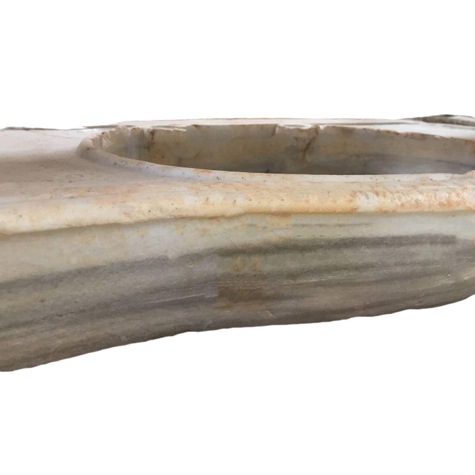 Classical Greek Classical Serpentine Marble Stone Sink Basin For Sale
