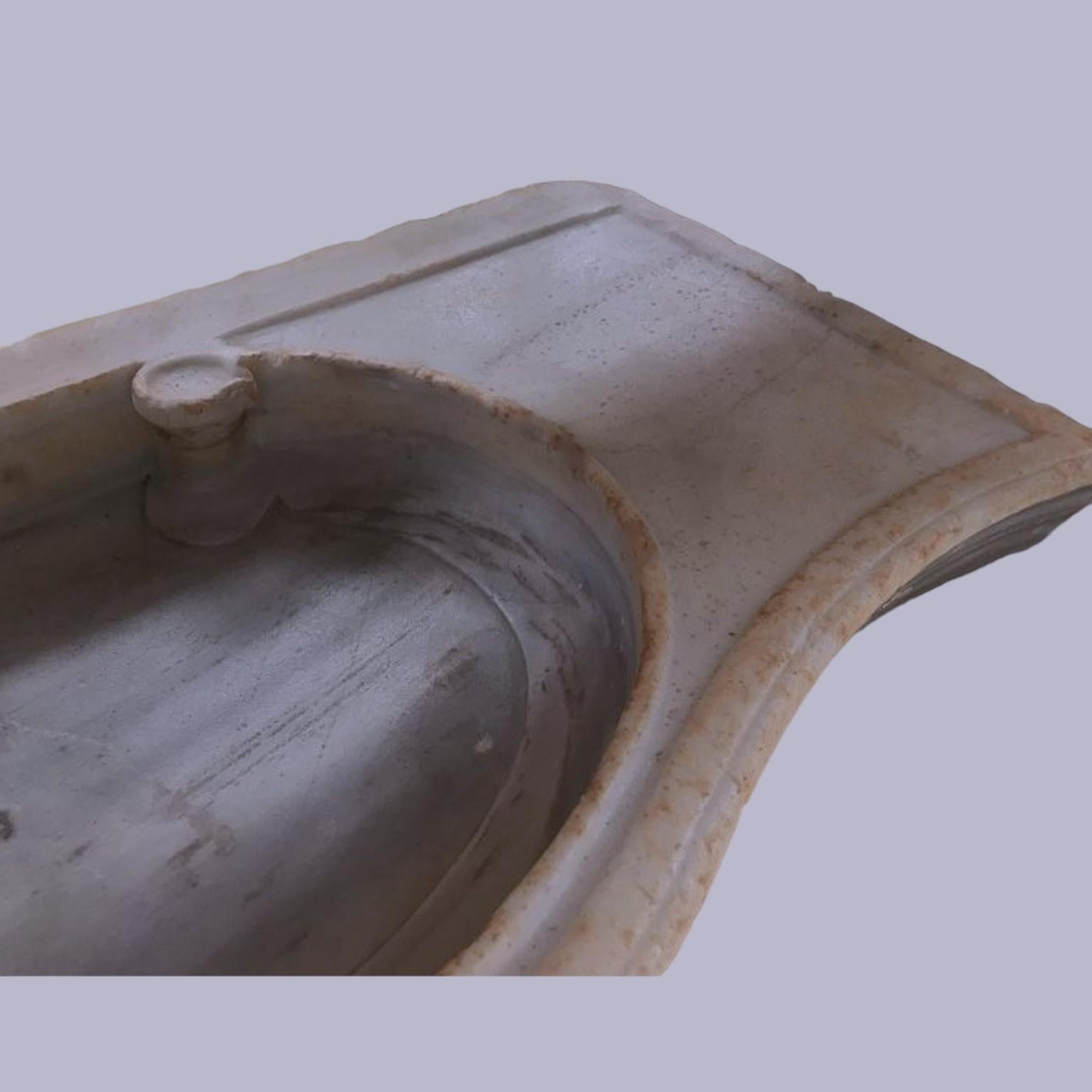 Italian Classical Serpentine Marble Stone Sink Basin For Sale